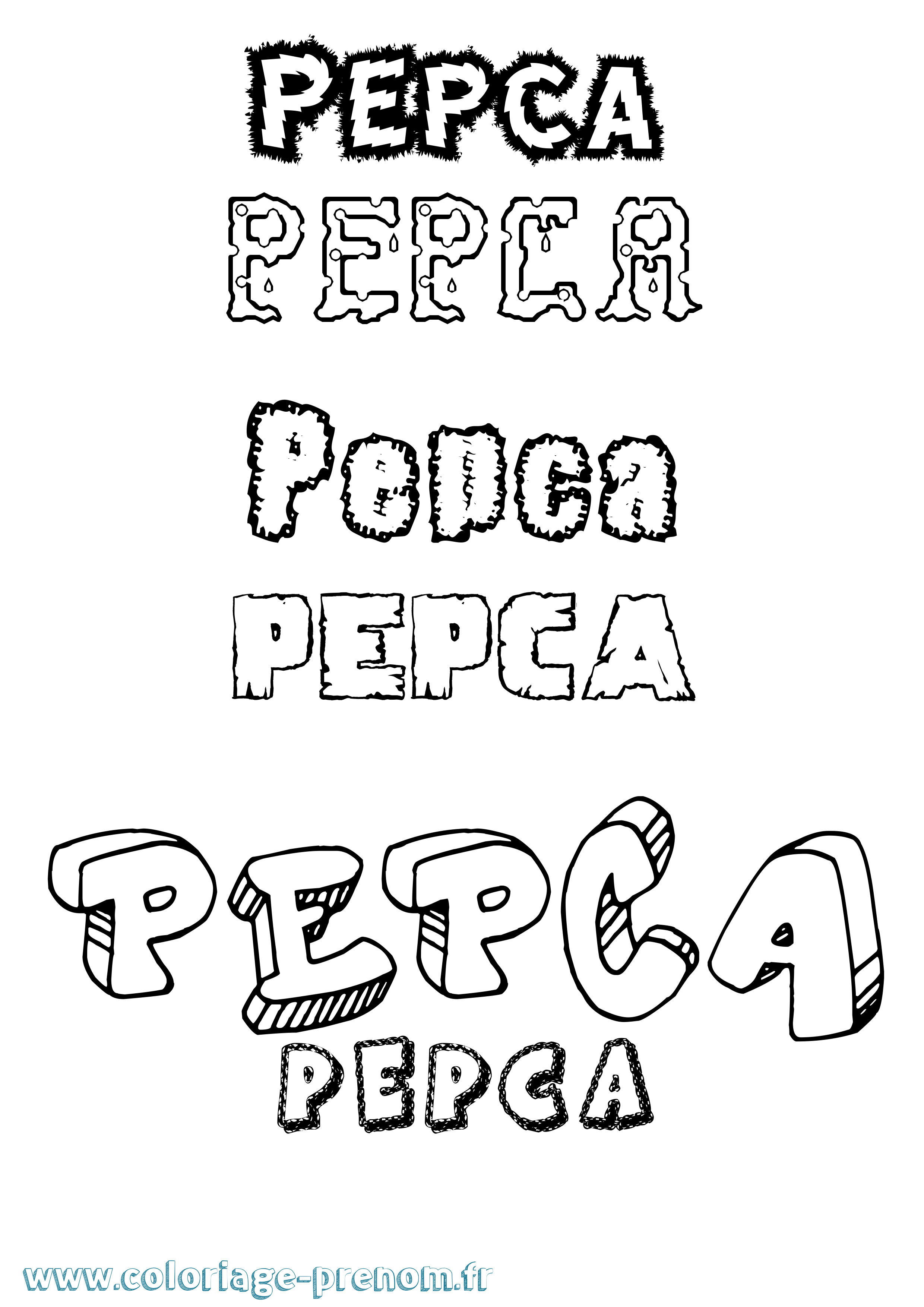 Coloriage Pepca Destructuré Coloriage prénom Pepca Destructuré
