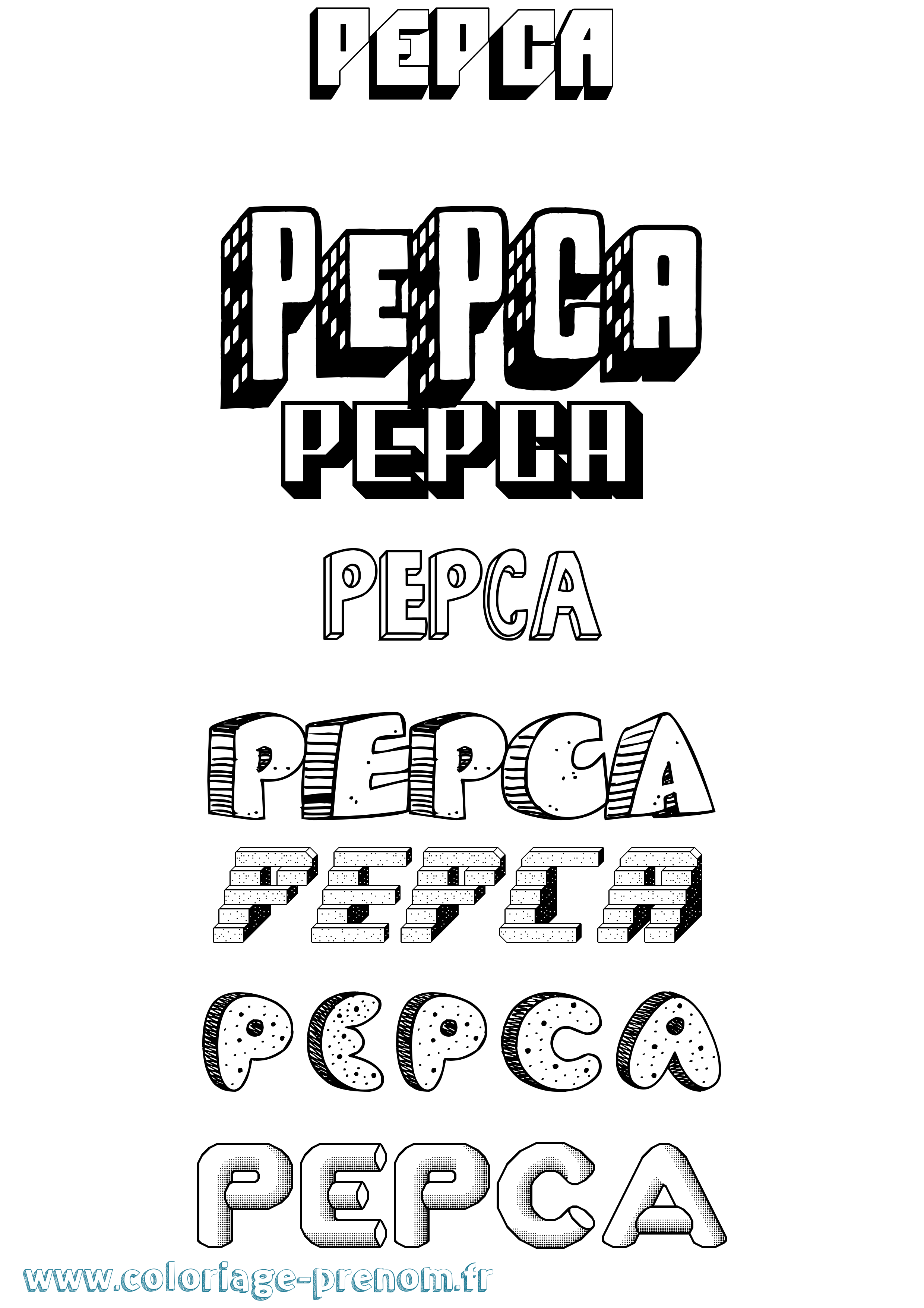 Coloriage Pepca Effet 3D Coloriage prénom Pepca Effet 3D