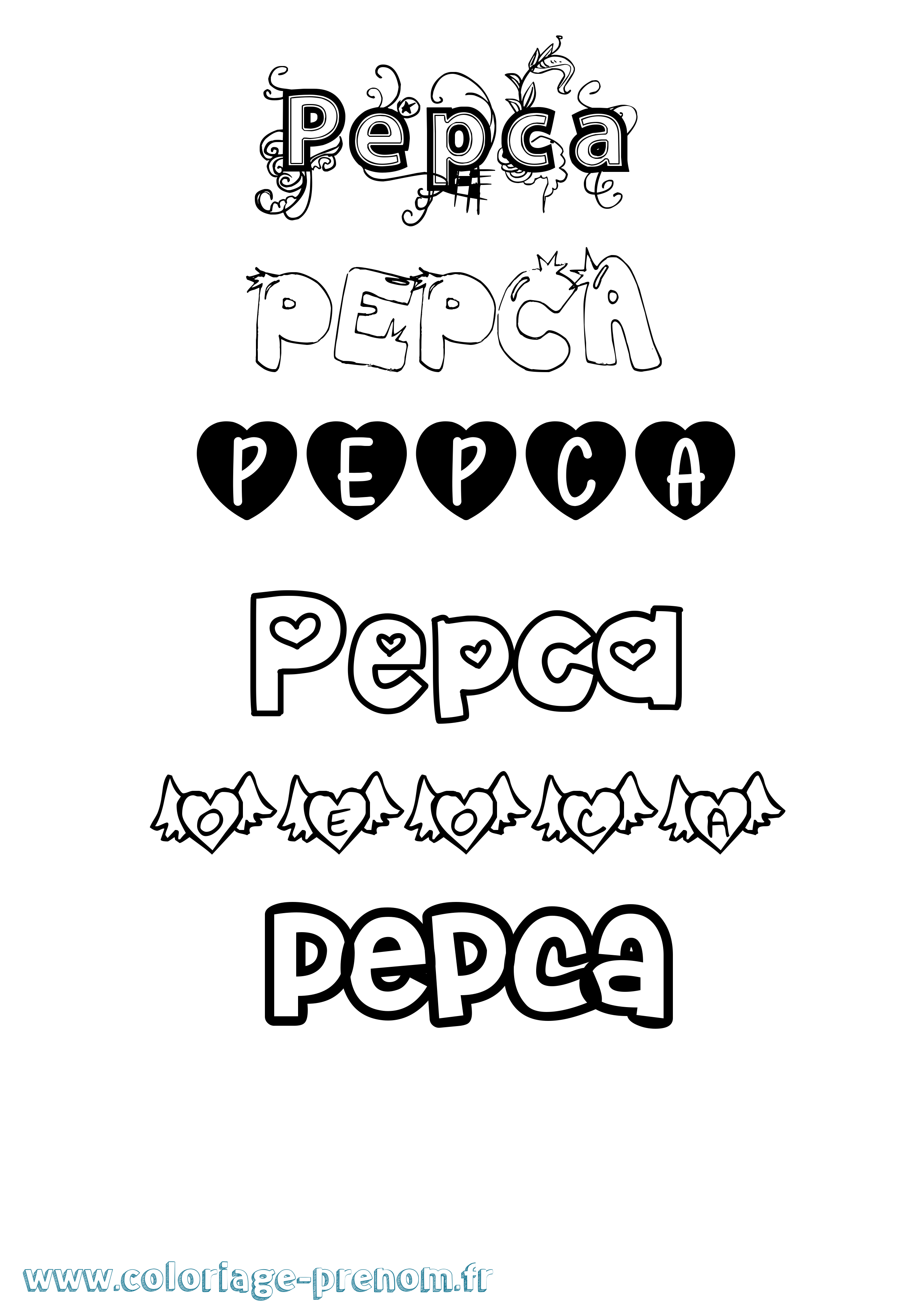 Coloriage Pepca Girly Coloriage prénom Pepca Girly