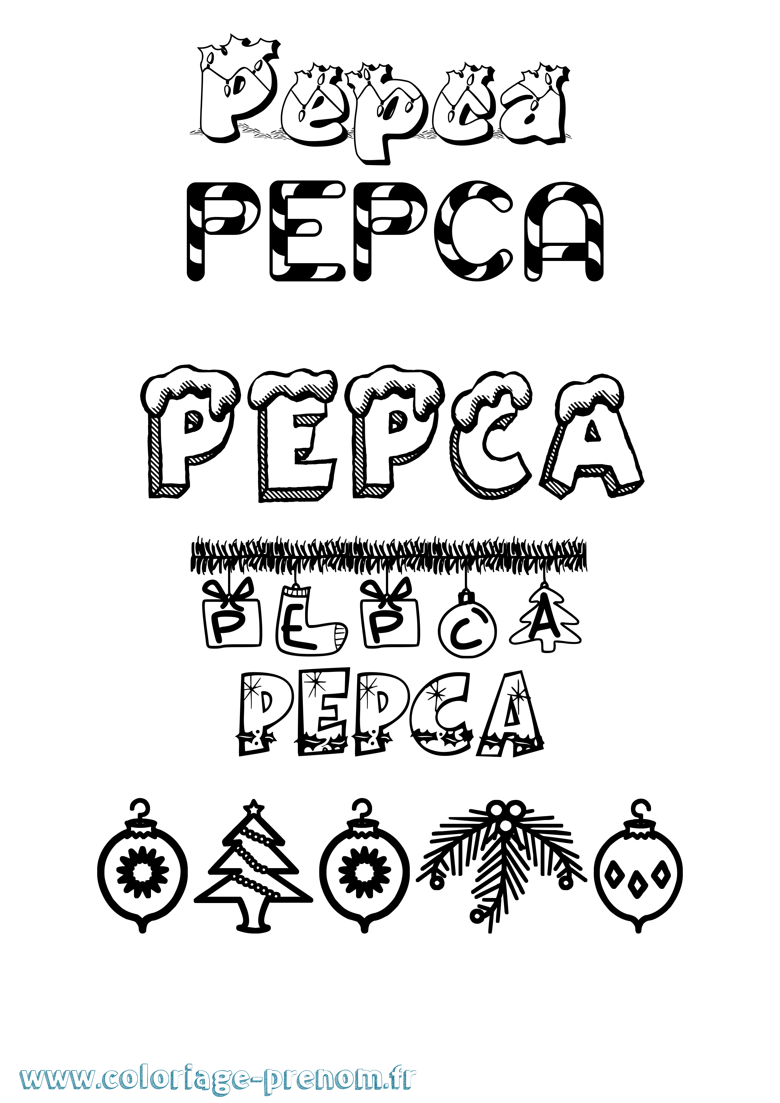Coloriage Pepca Noël Coloriage prénom Pepca Noël