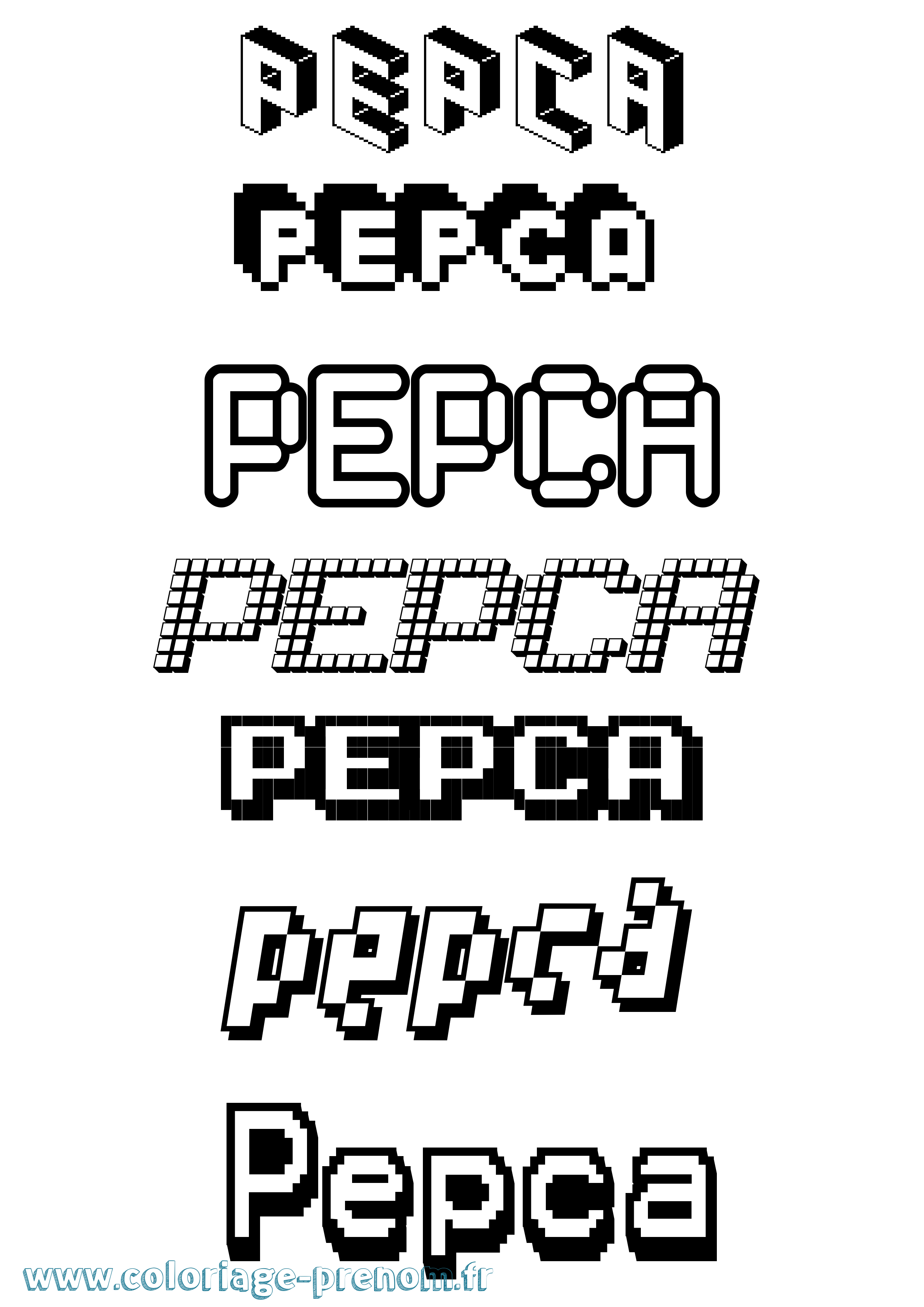 Coloriage Pepca Pixel Coloriage prénom Pepca Pixel