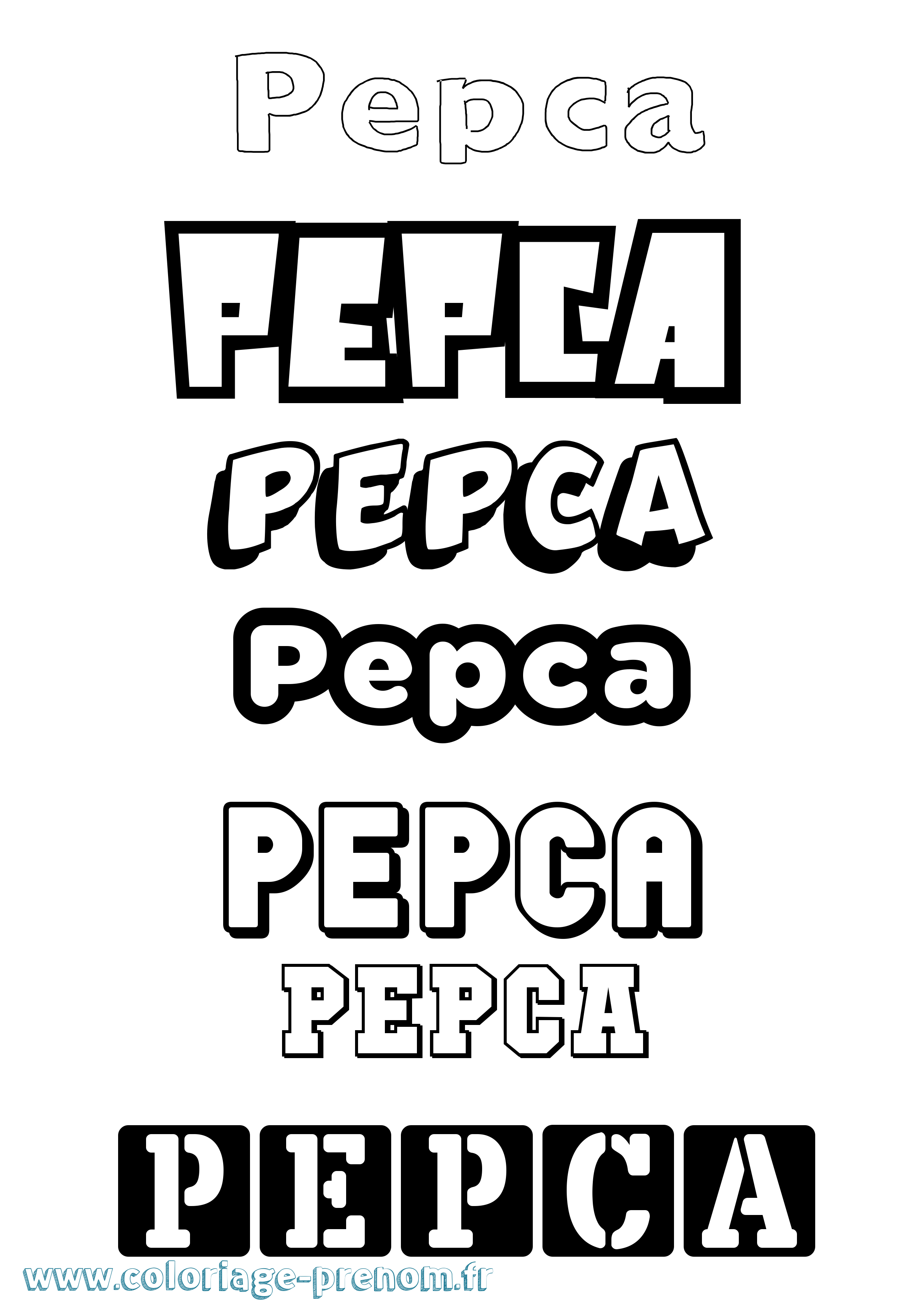 Coloriage Pepca Simple Coloriage prénom Pepca Simple
