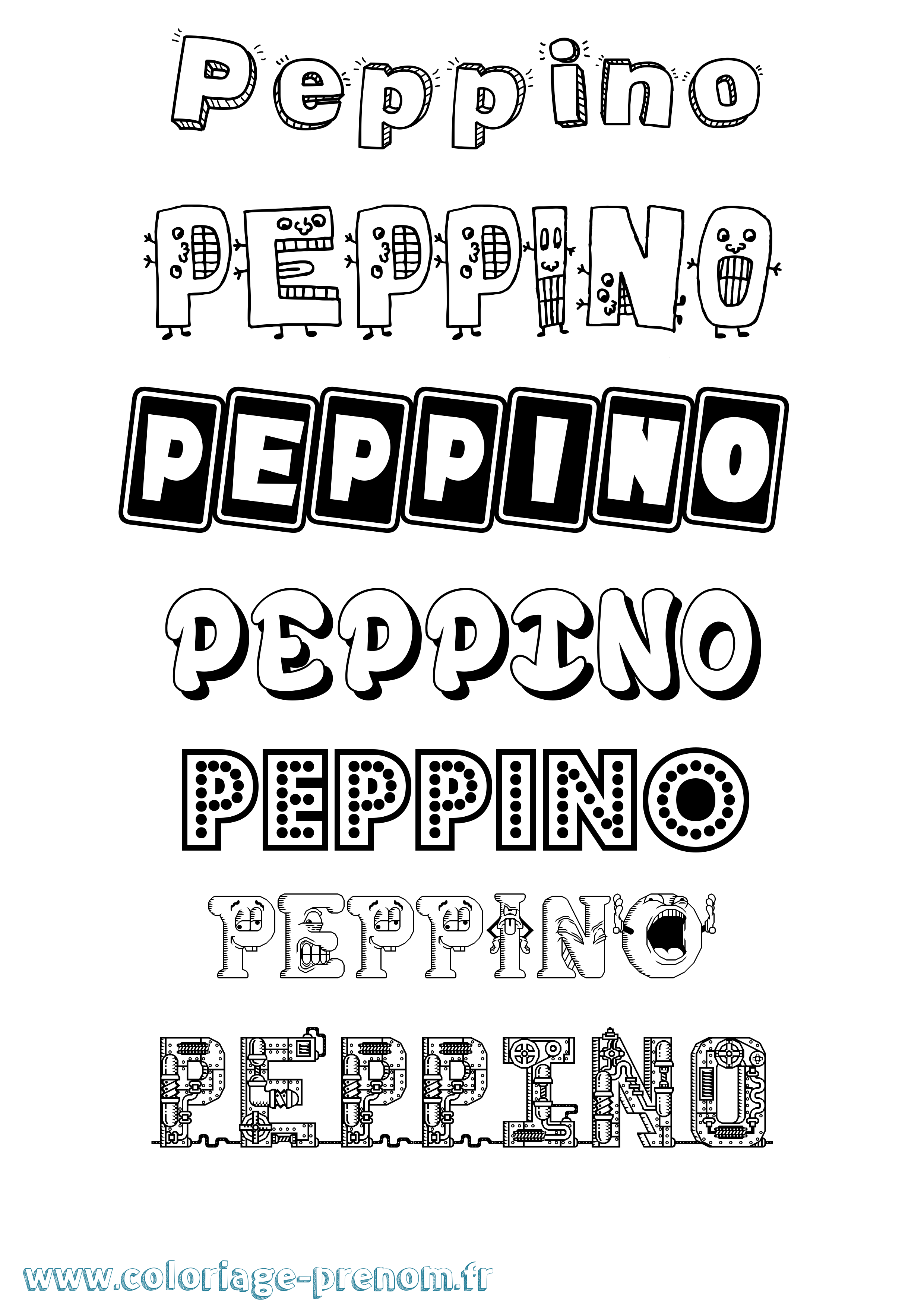 Coloriage Peppino Fun Coloriage prénom Peppino Fun