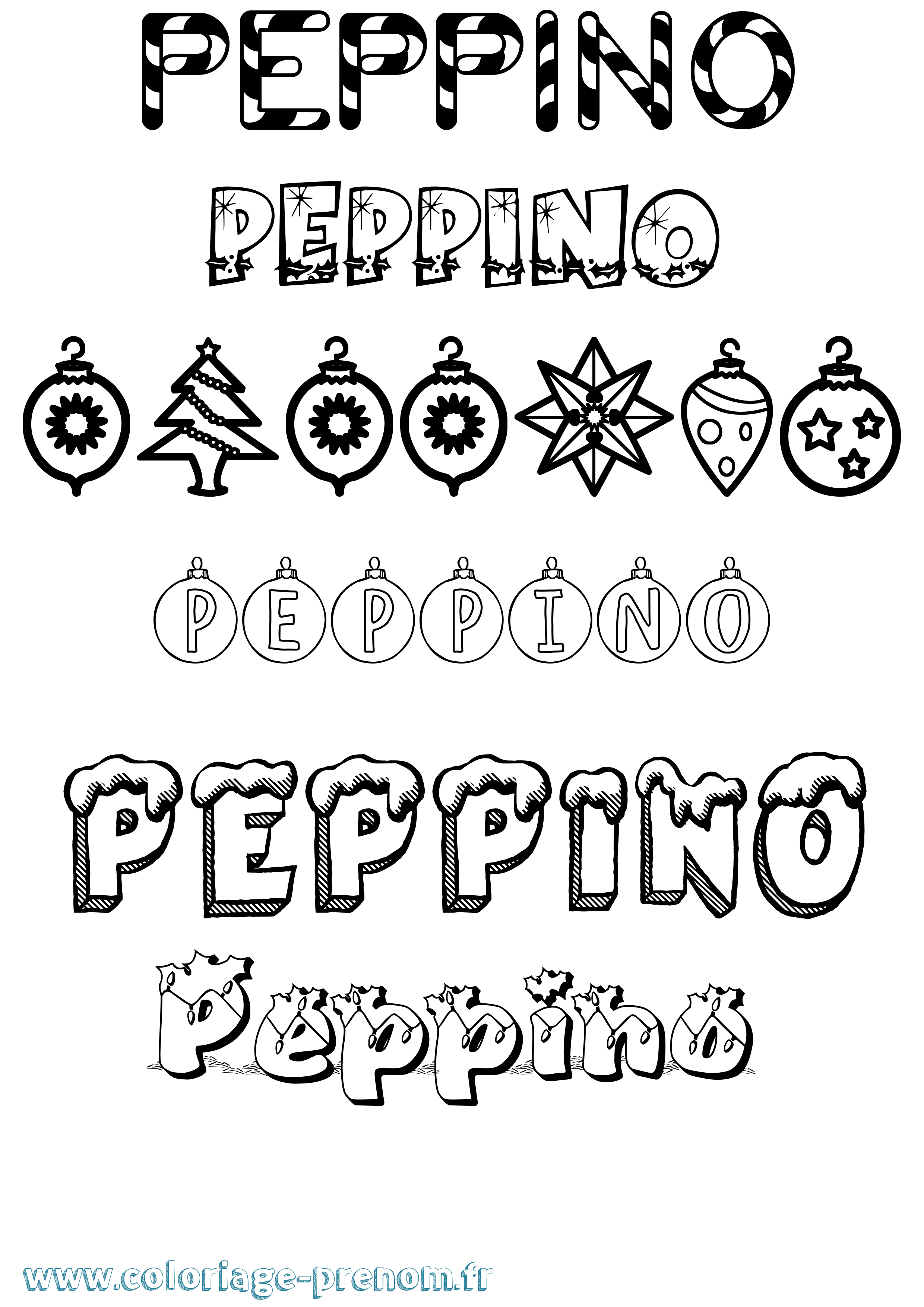 Coloriage Peppino Noël Coloriage prénom Peppino Noël