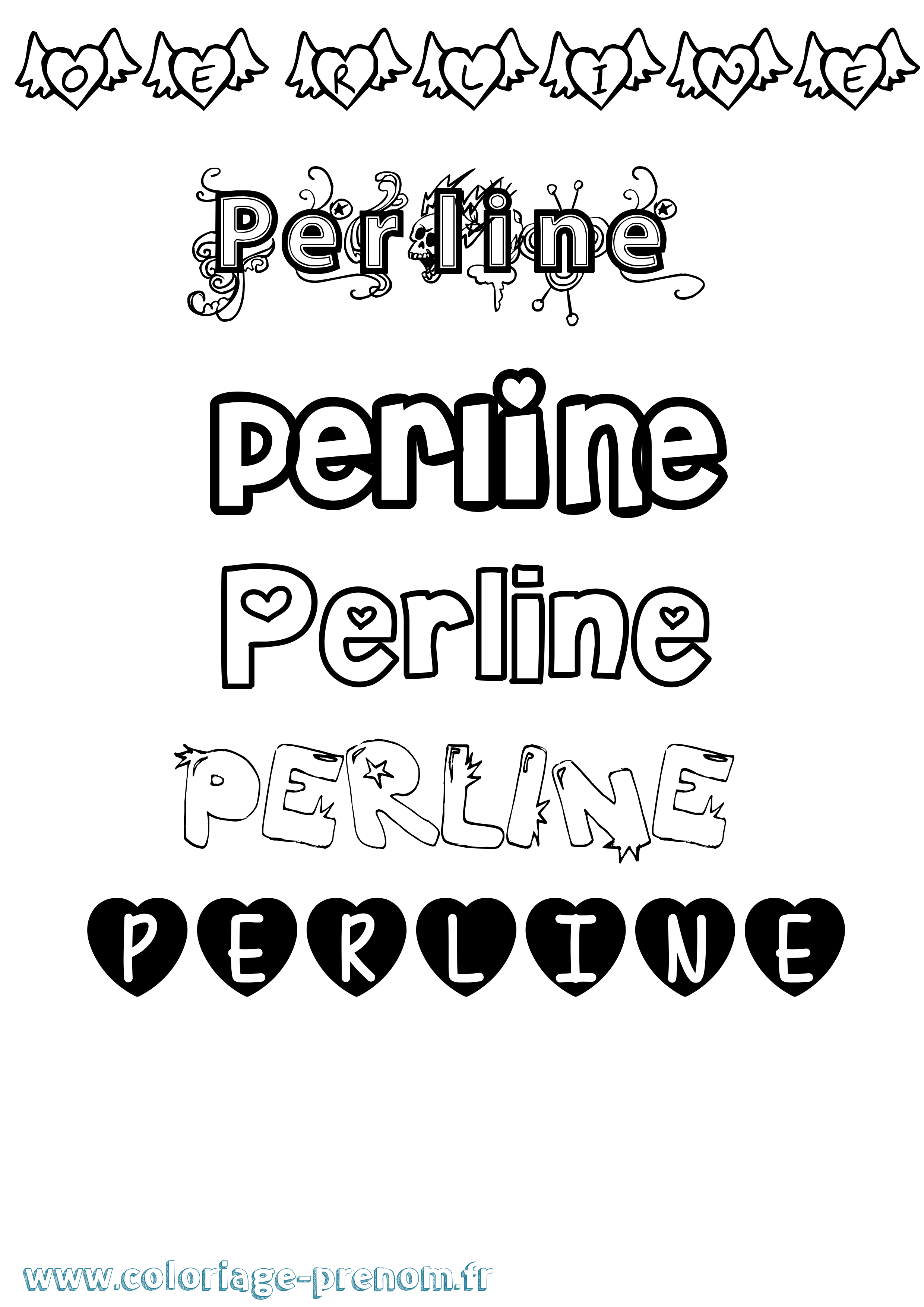 Coloriage Perline Girly Coloriage prénom Perline Girly
