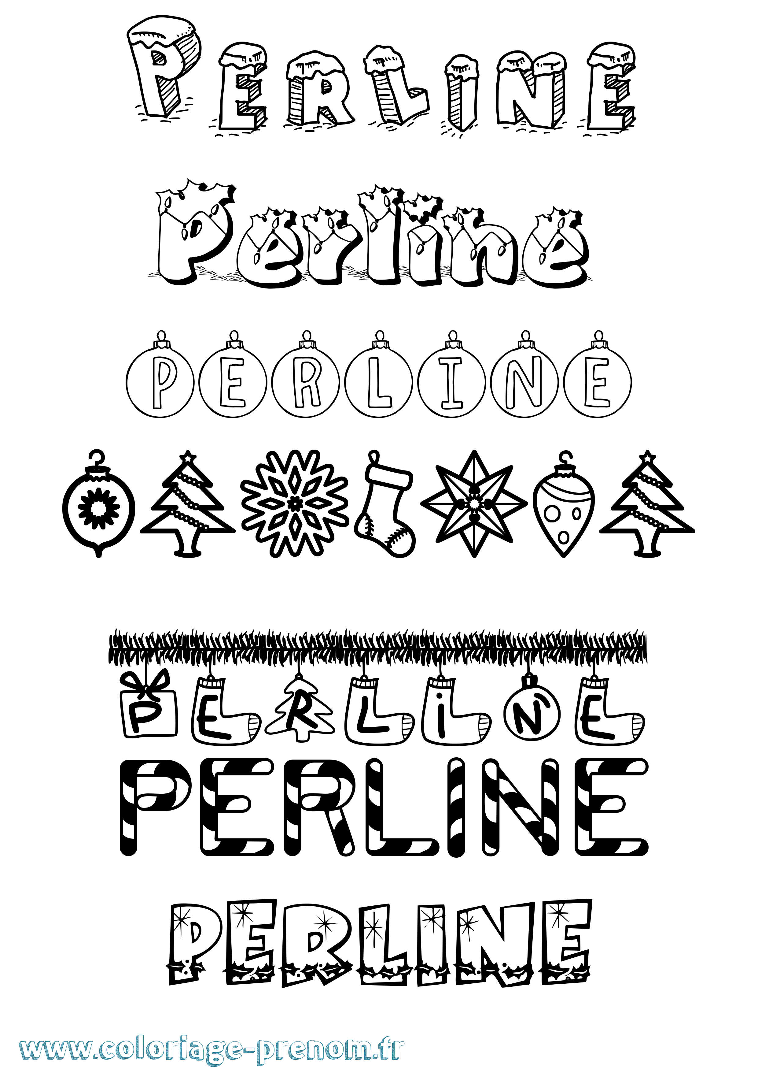 Coloriage Perline Noël Coloriage prénom Perline Noël