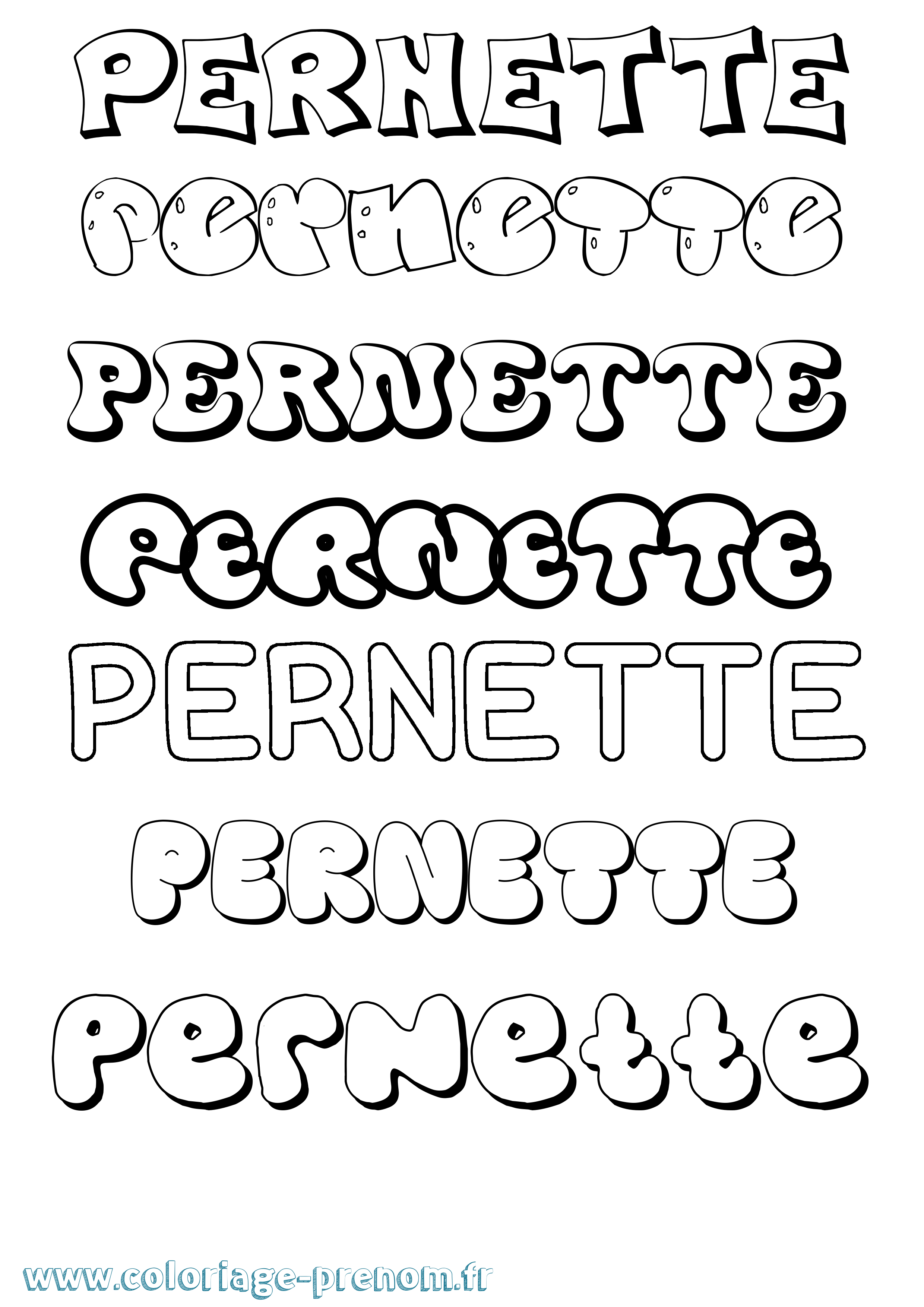Coloriage Pernette Bubble Coloriage prénom Pernette Bubble