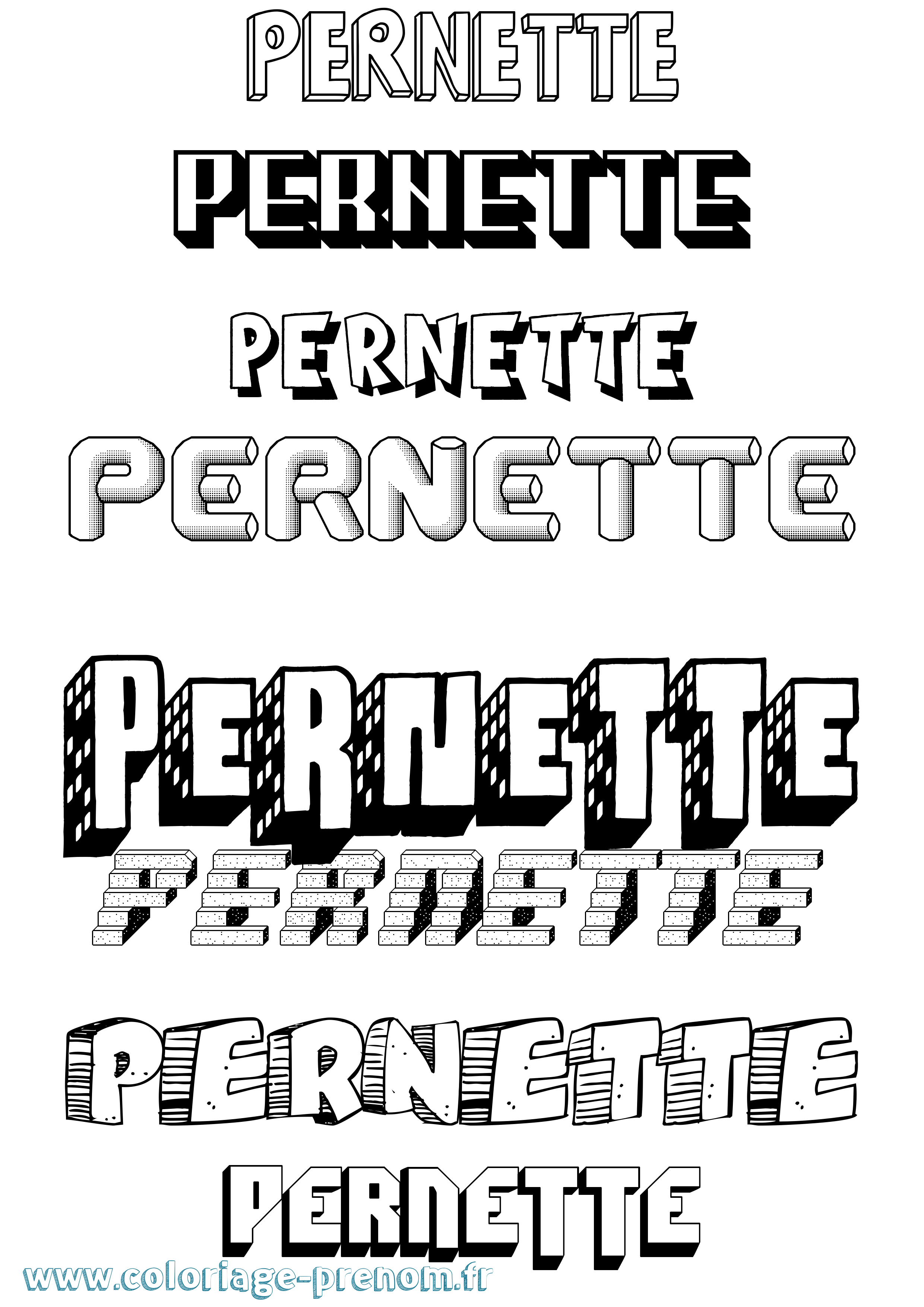 Coloriage Pernette Effet 3D Coloriage prénom Pernette Effet 3D