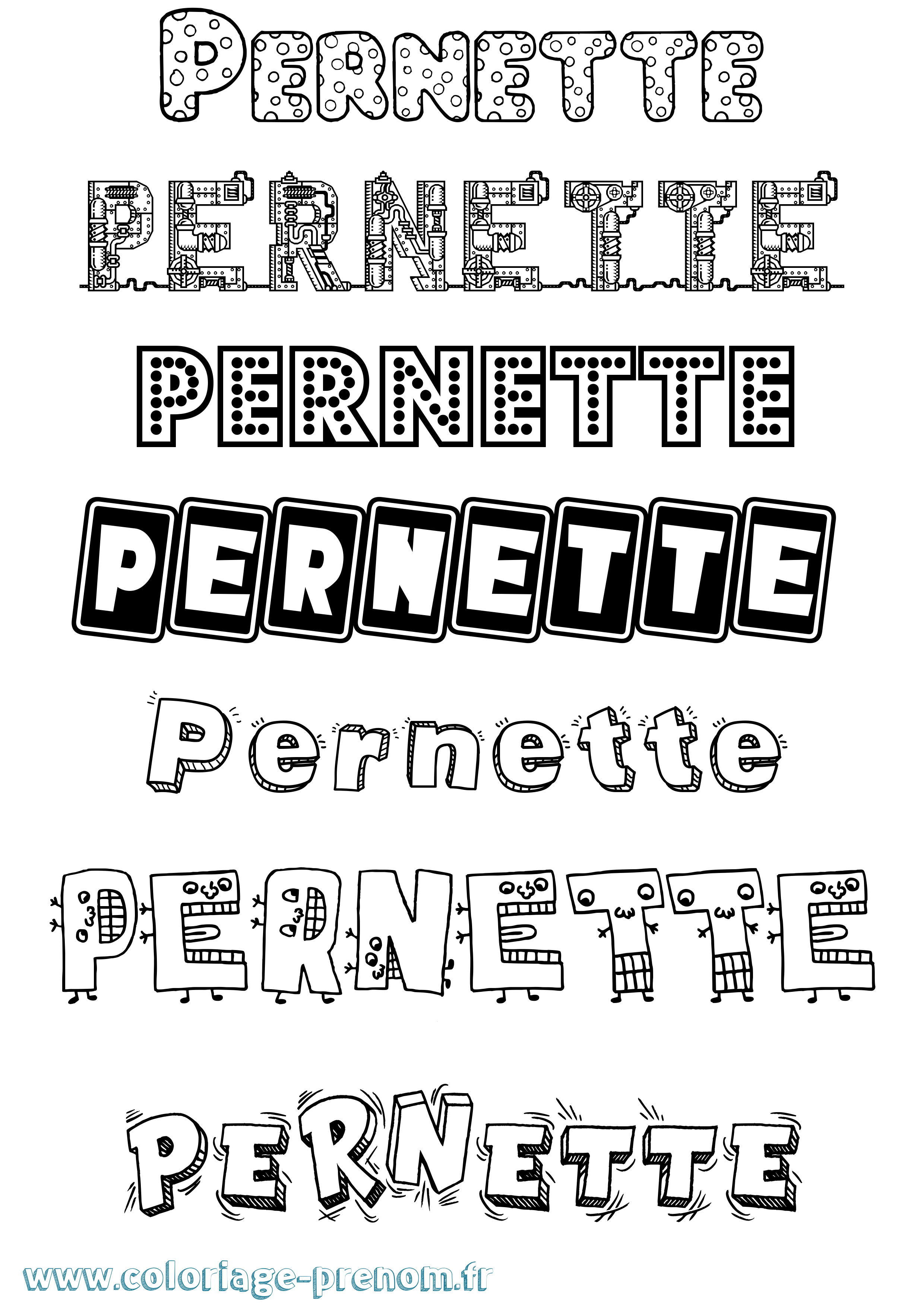 Coloriage Pernette Fun Coloriage prénom Pernette Fun