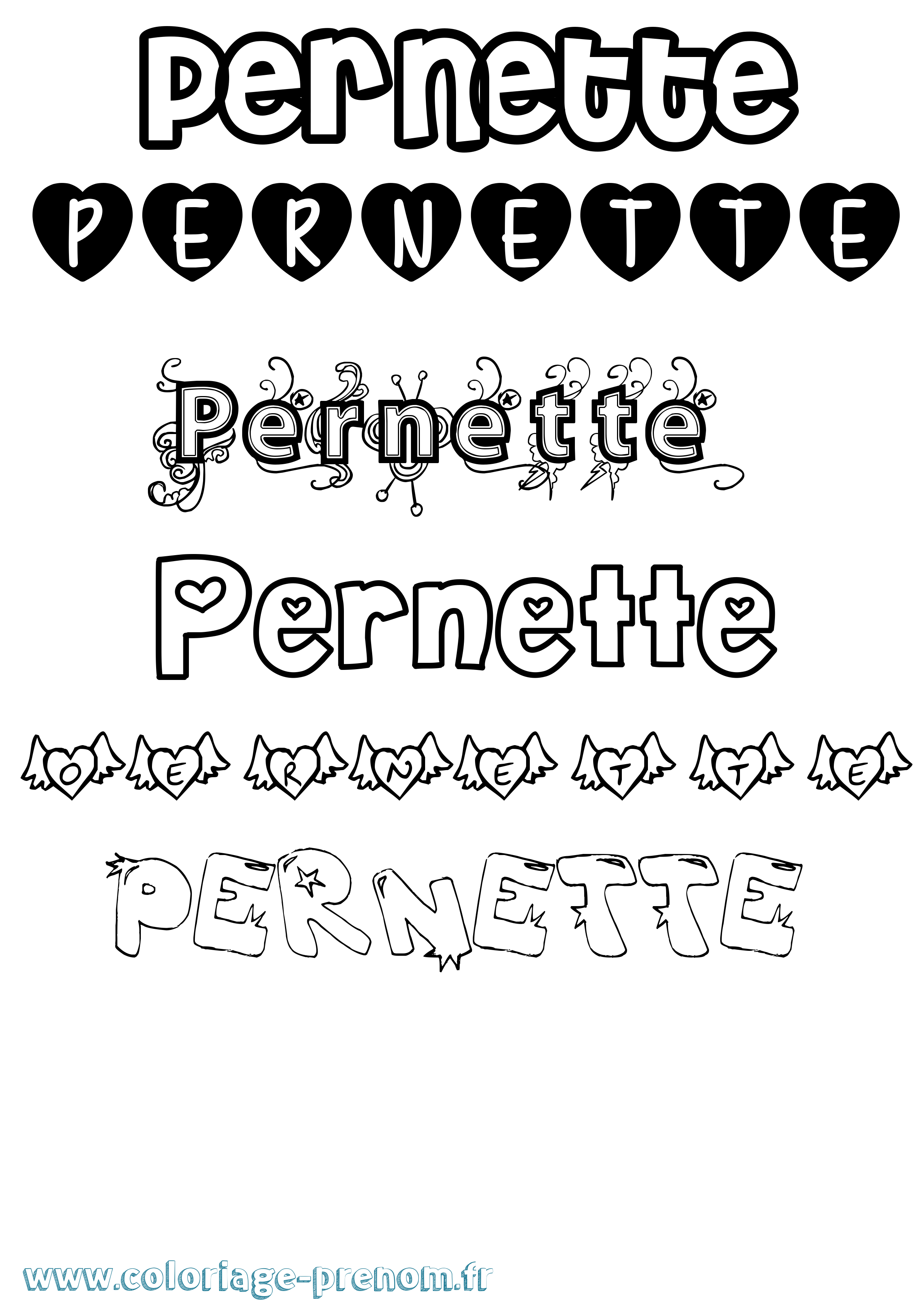 Coloriage Pernette Girly Coloriage prénom Pernette Girly