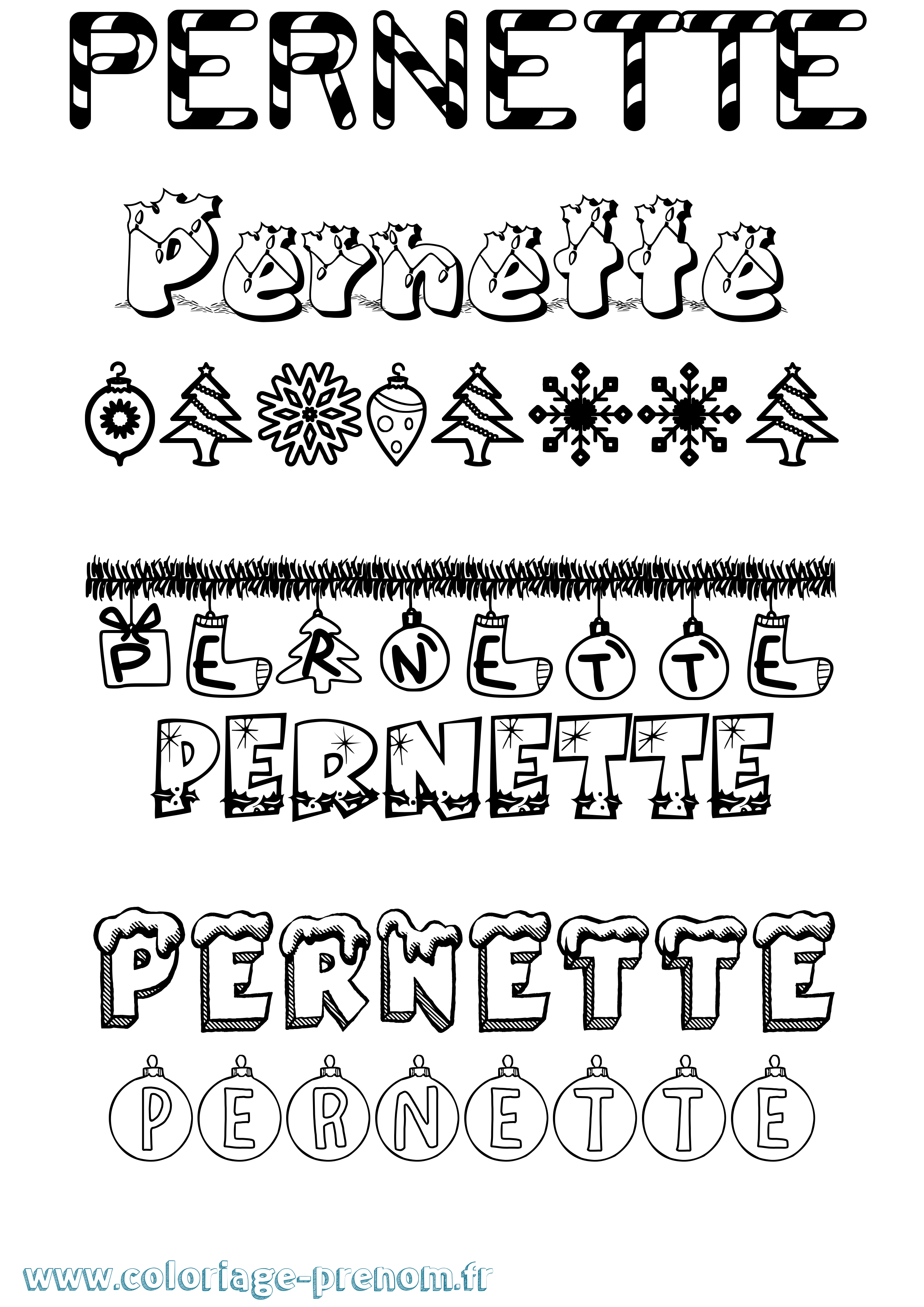 Coloriage Pernette Noël Coloriage prénom Pernette Noël