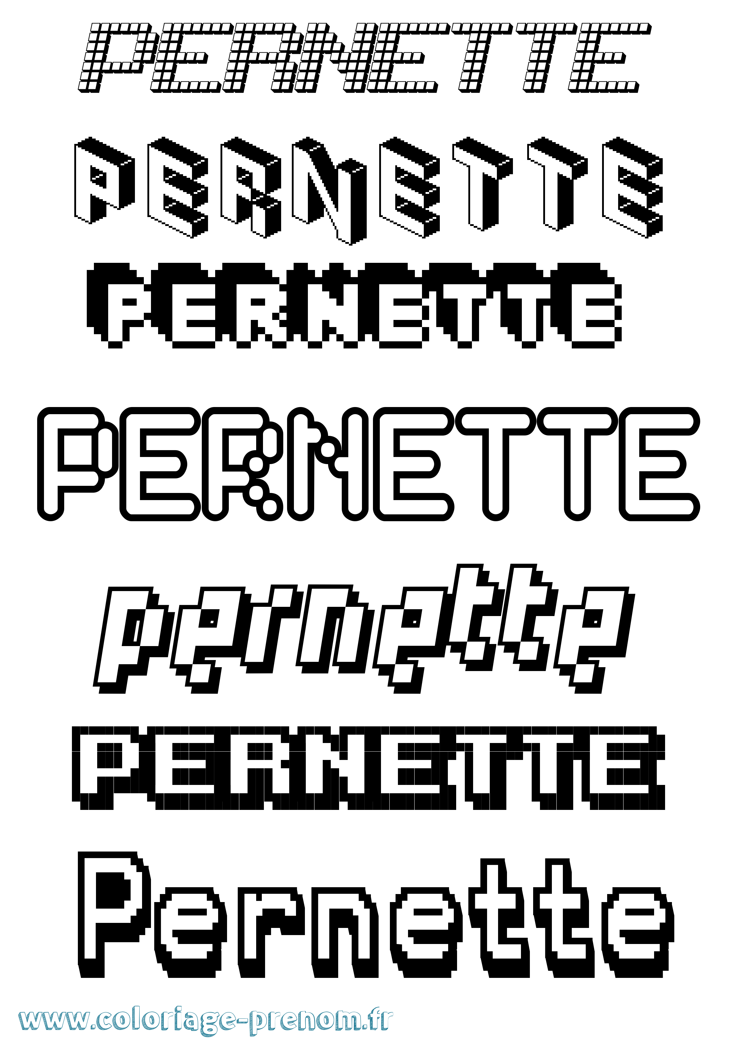 Coloriage Pernette Pixel Coloriage prénom Pernette Pixel