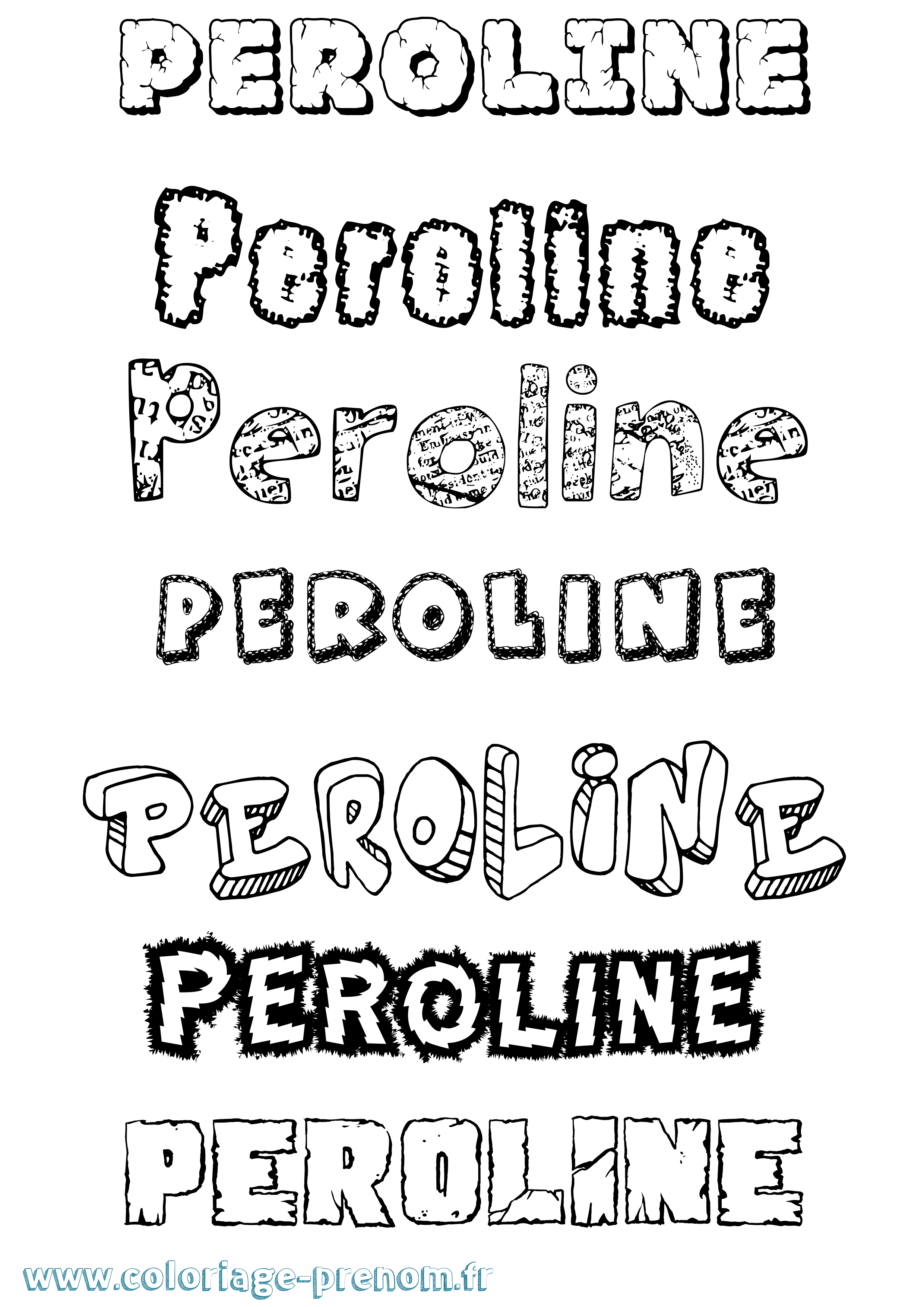 Coloriage Peroline Destructuré Coloriage prénom Peroline Destructuré