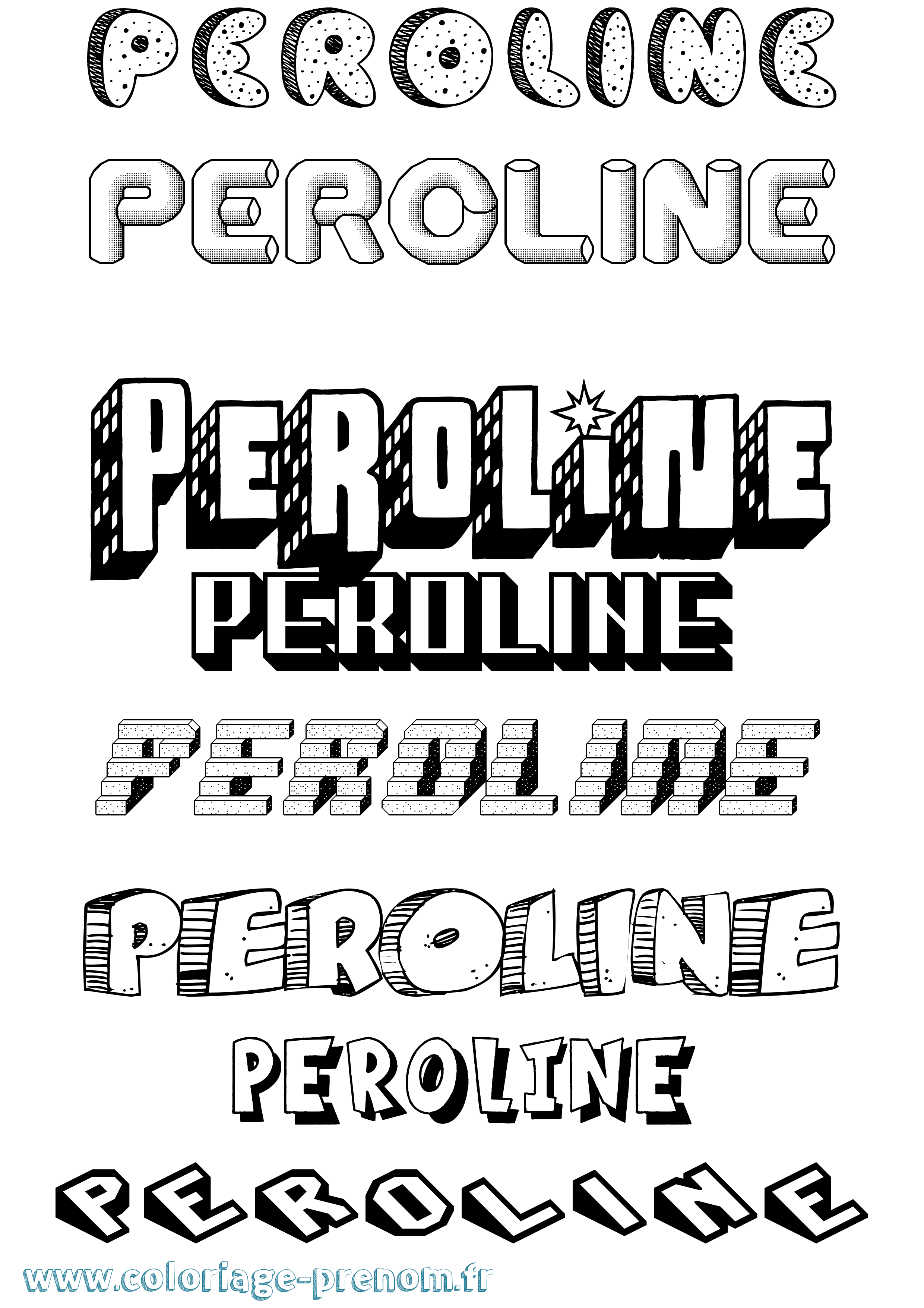 Coloriage Peroline Effet 3D Coloriage prénom Peroline Effet 3D