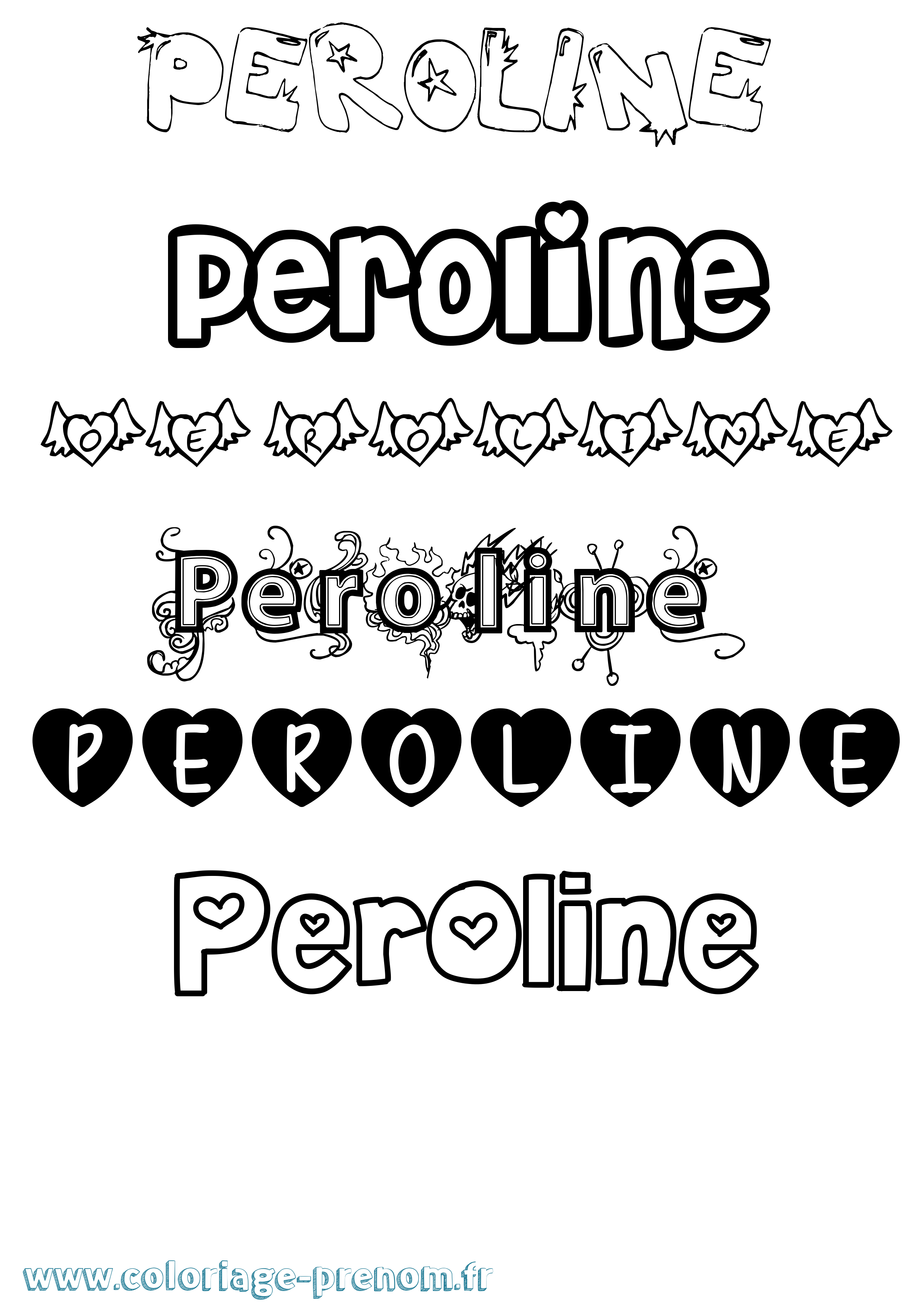 Coloriage Peroline Girly Coloriage prénom Peroline Girly