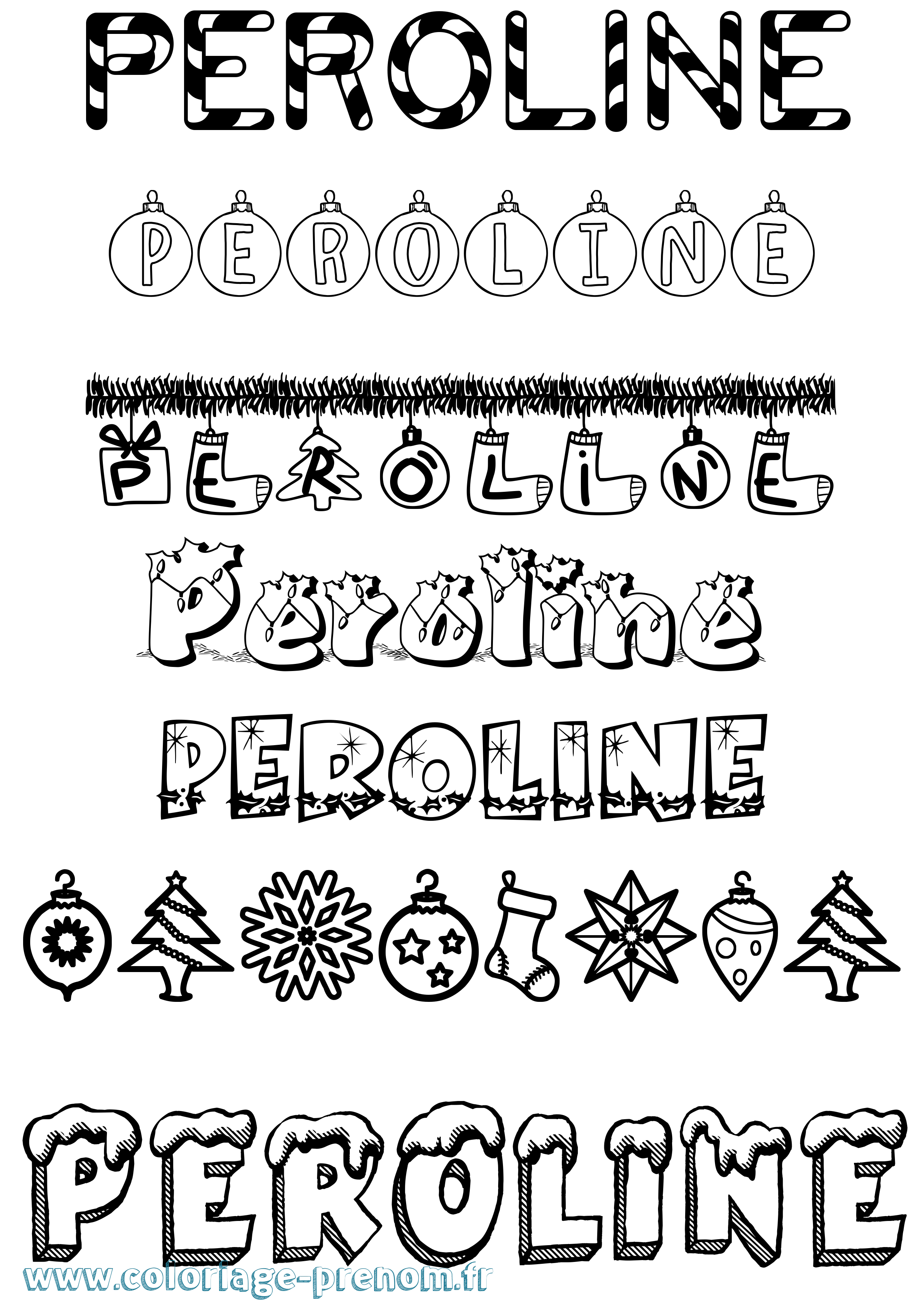 Coloriage Peroline Noël Coloriage prénom Peroline Noël