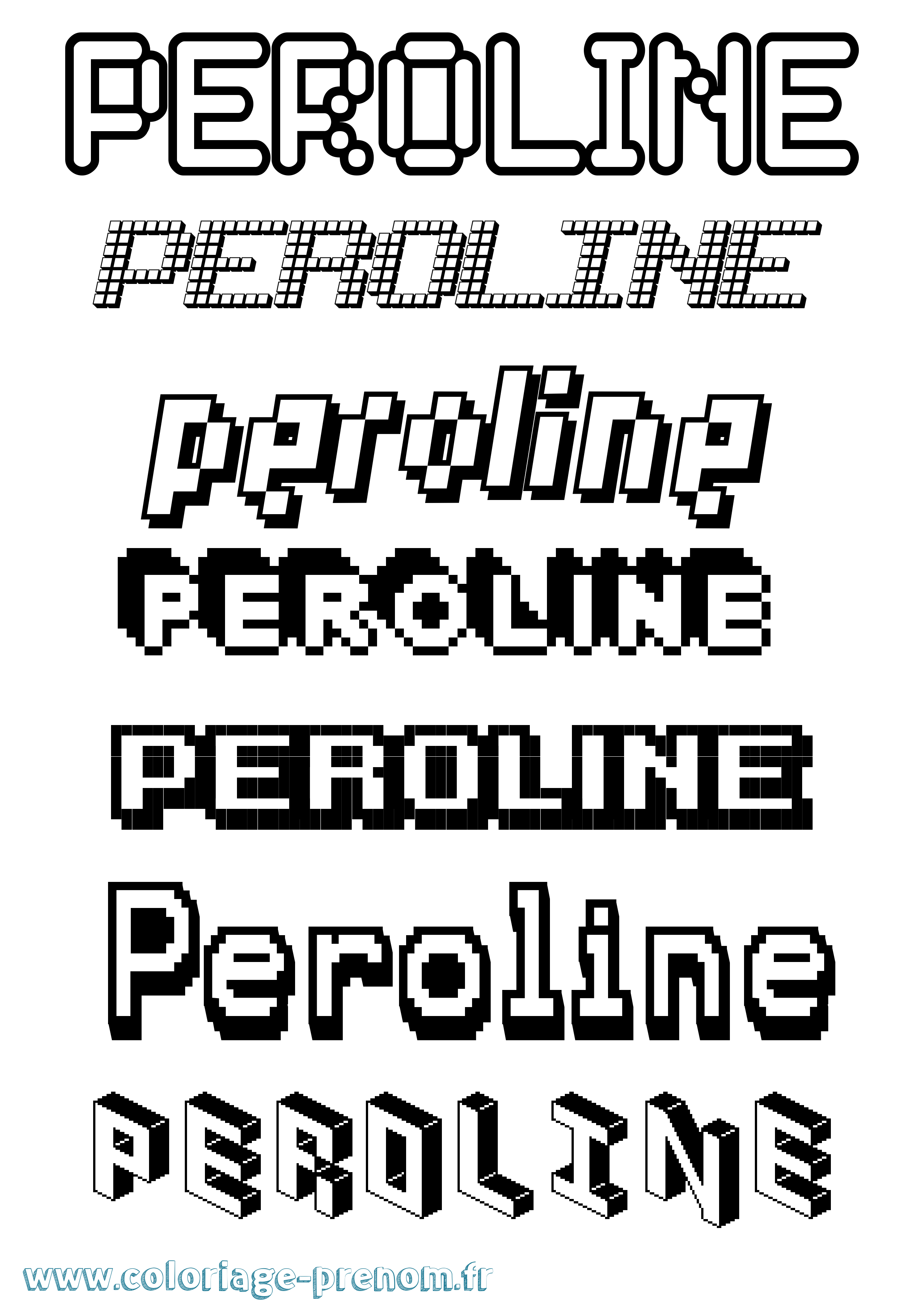Coloriage Peroline Pixel Coloriage prénom Peroline Pixel