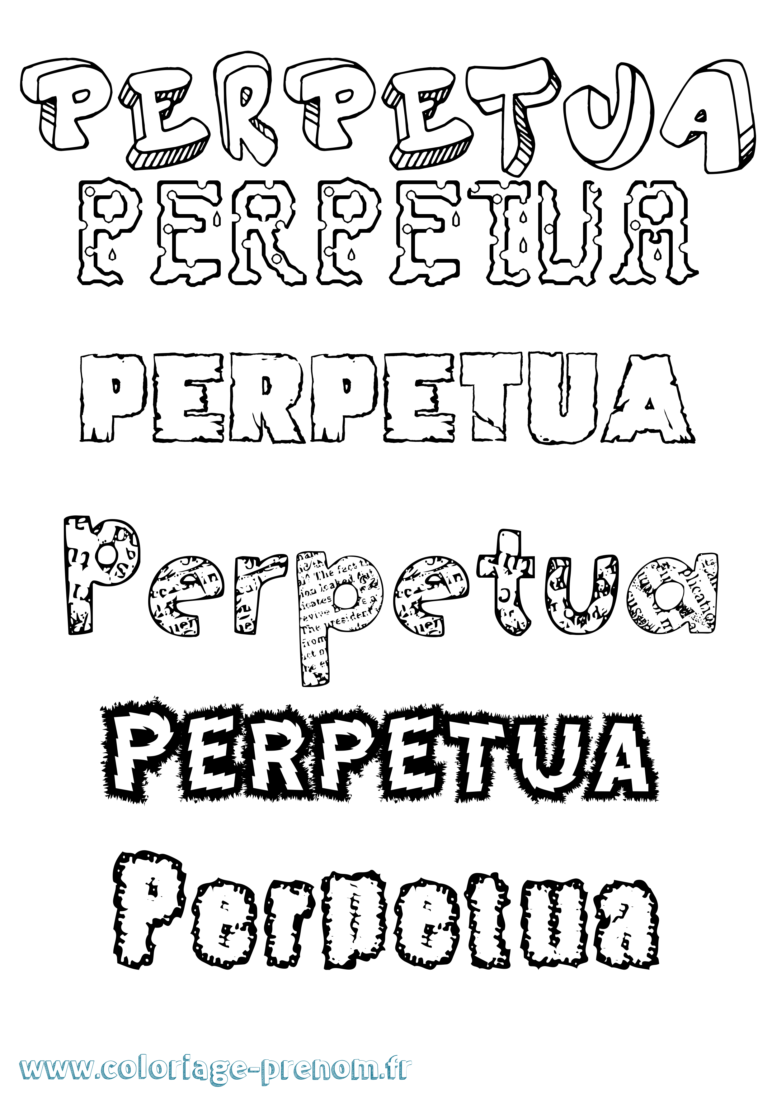 Coloriage Perpetua Destructuré Coloriage prénom Perpetua Destructuré