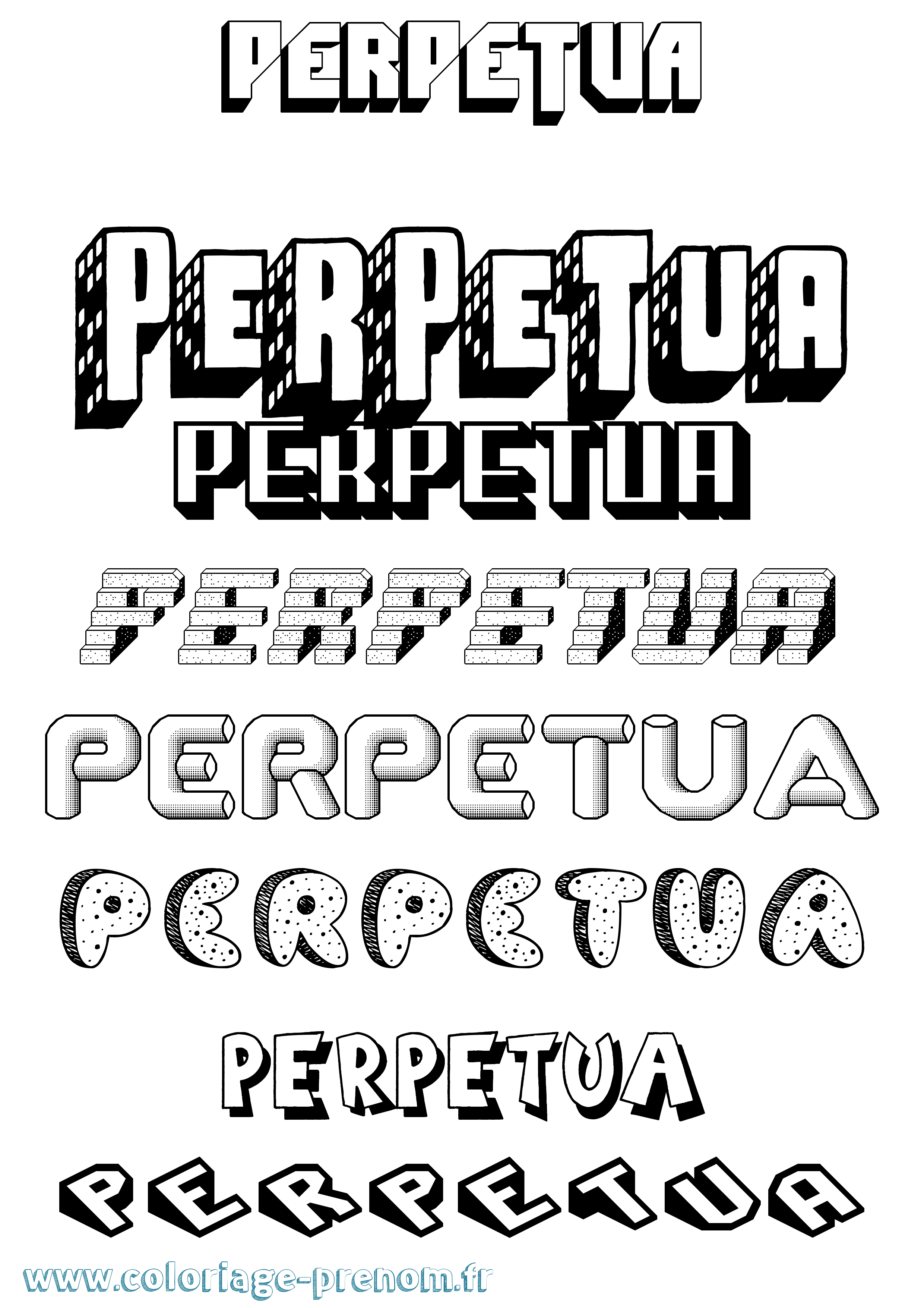 Coloriage Perpetua Effet 3D Coloriage prénom Perpetua Effet 3D
