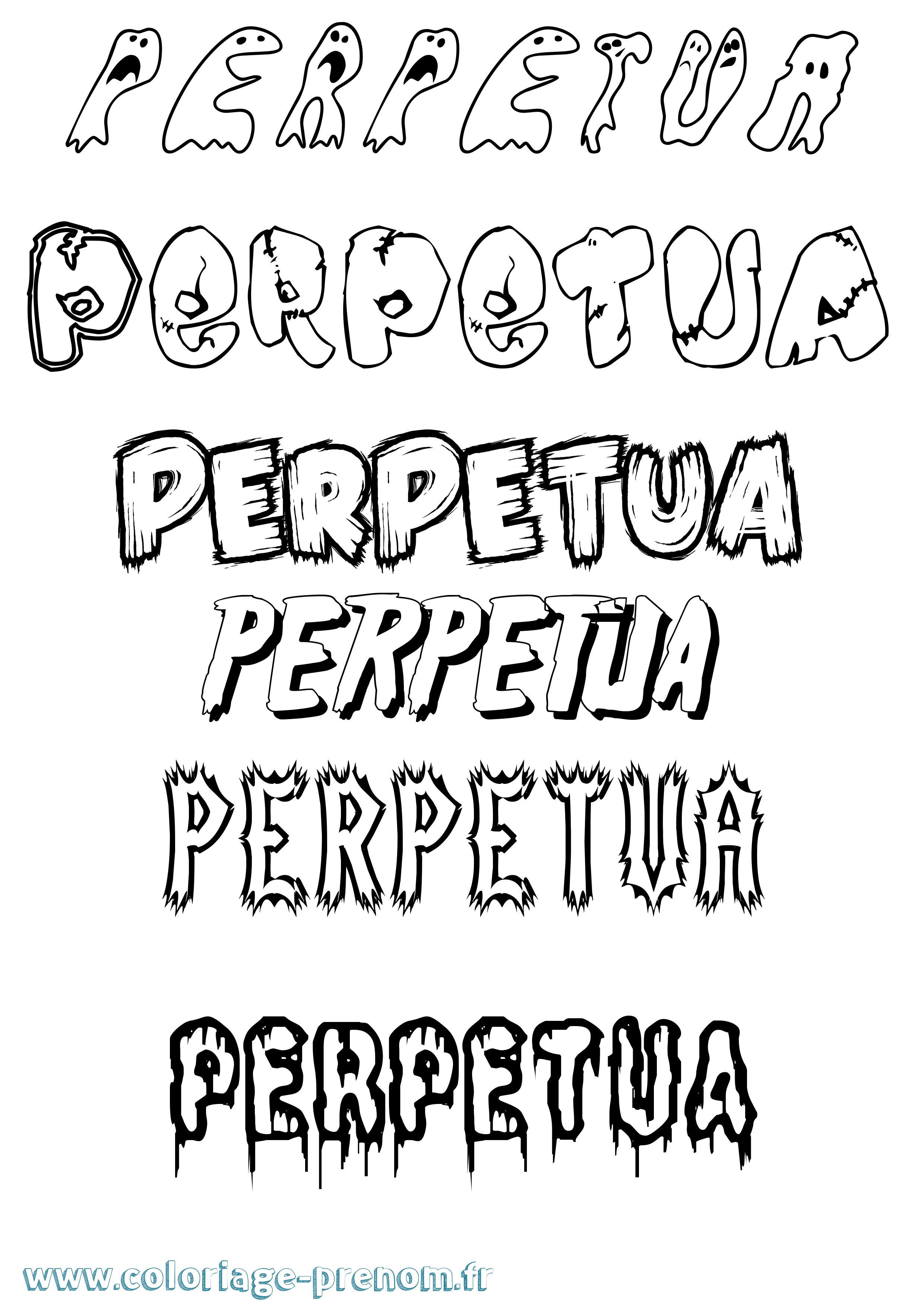 Coloriage Perpetua Frisson Coloriage prénom Perpetua Frisson
