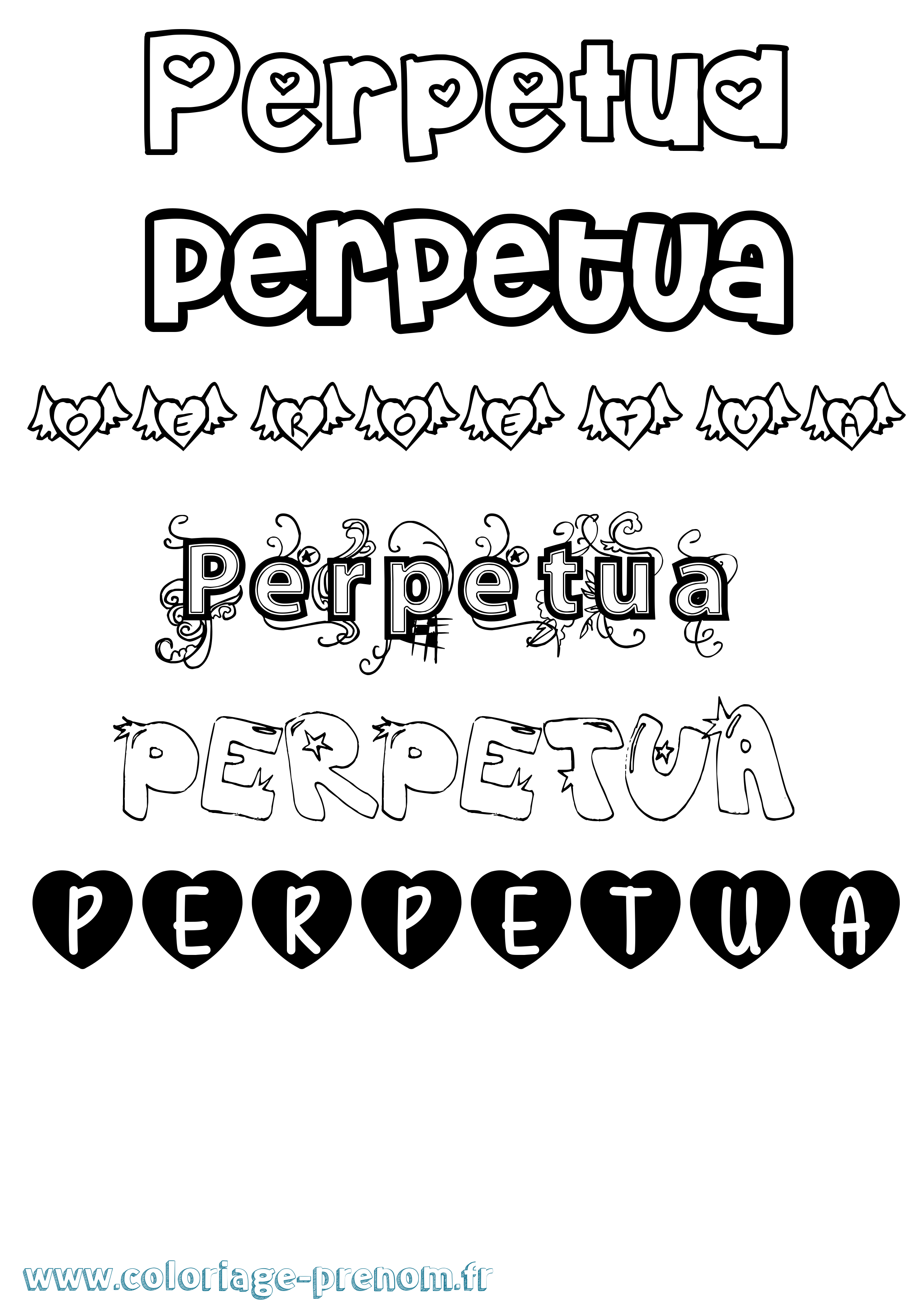 Coloriage Perpetua Girly Coloriage prénom Perpetua Girly