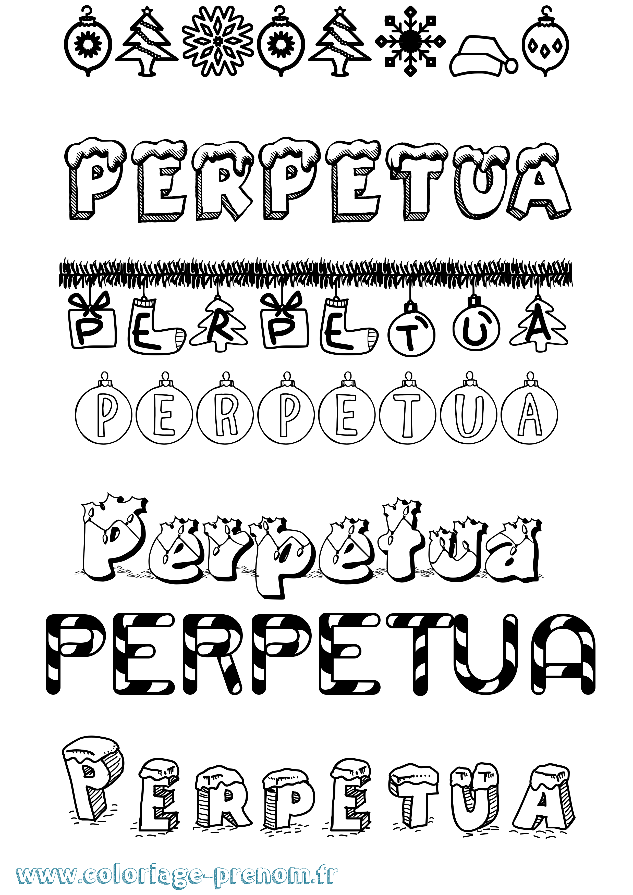 Coloriage Perpetua Noël Coloriage prénom Perpetua Noël