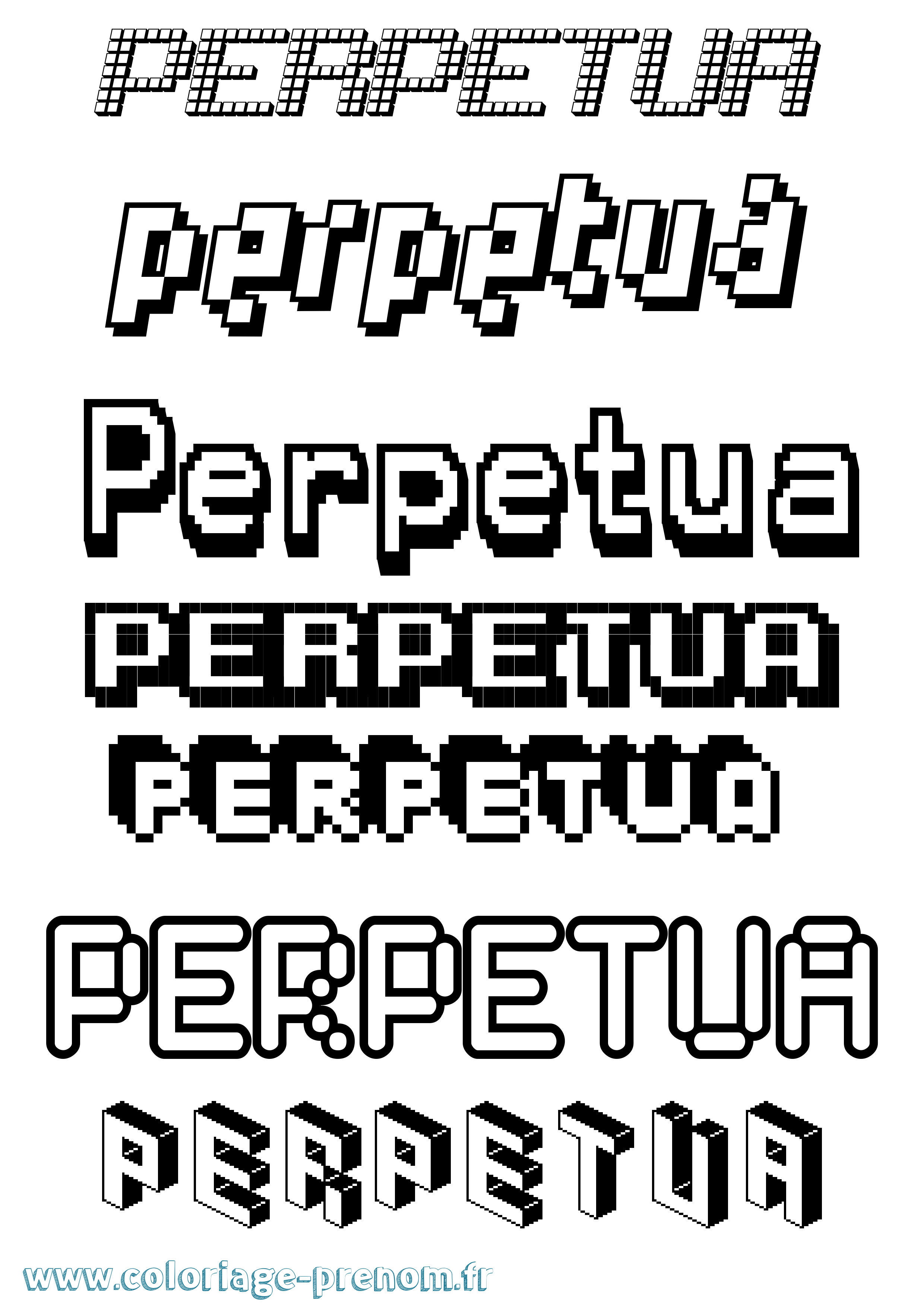 Coloriage Perpetua Pixel Coloriage prénom Perpetua Pixel