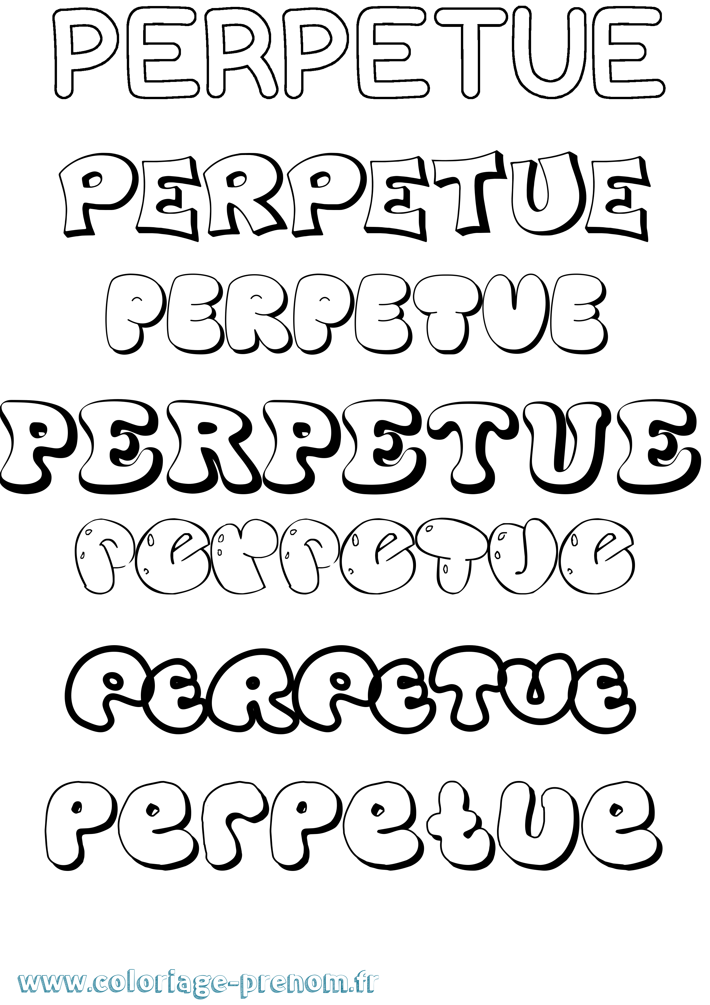 Coloriage Perpetue Bubble Coloriage prénom Perpetue Bubble
