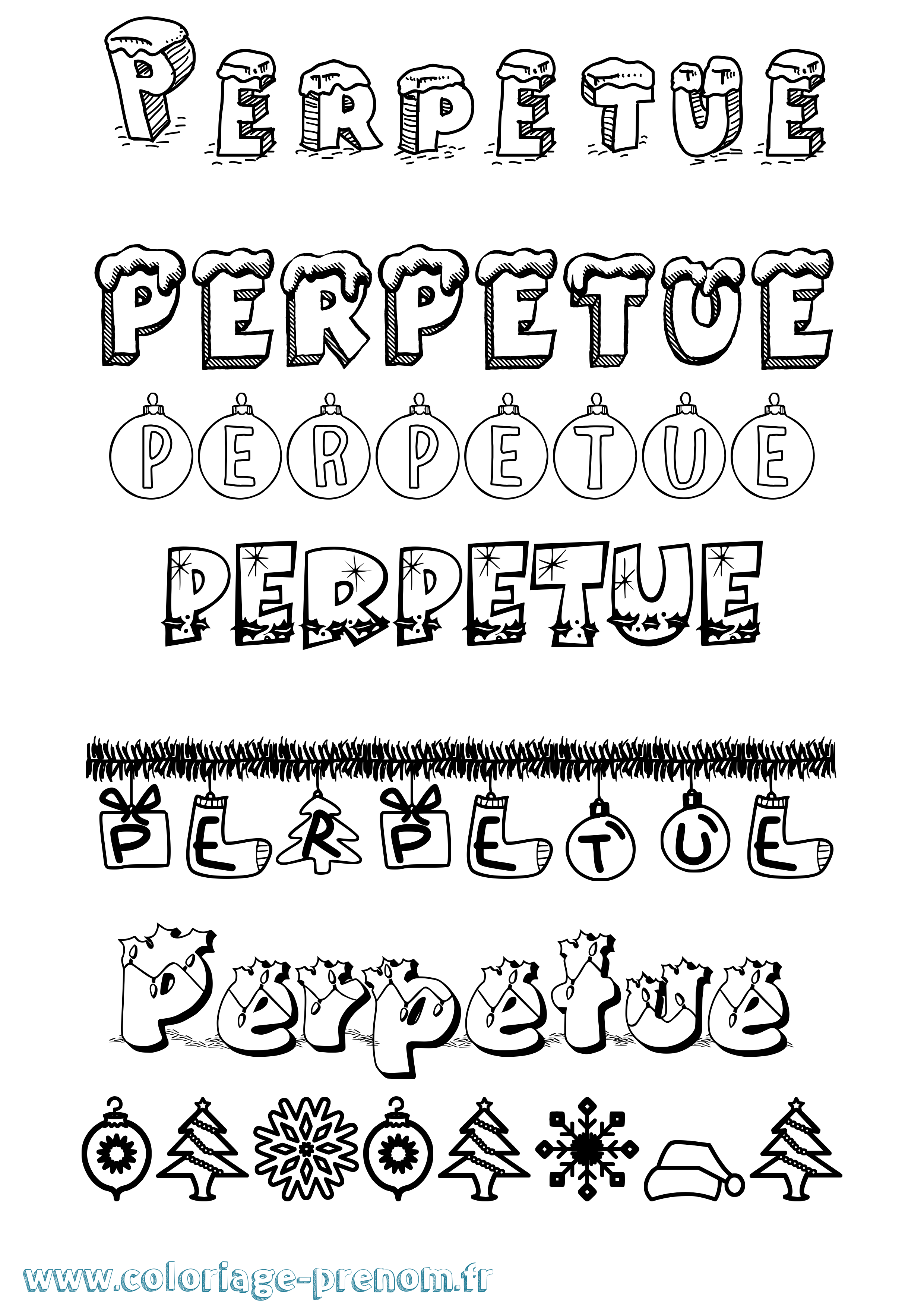 Coloriage Perpetue Noël Coloriage prénom Perpetue Noël