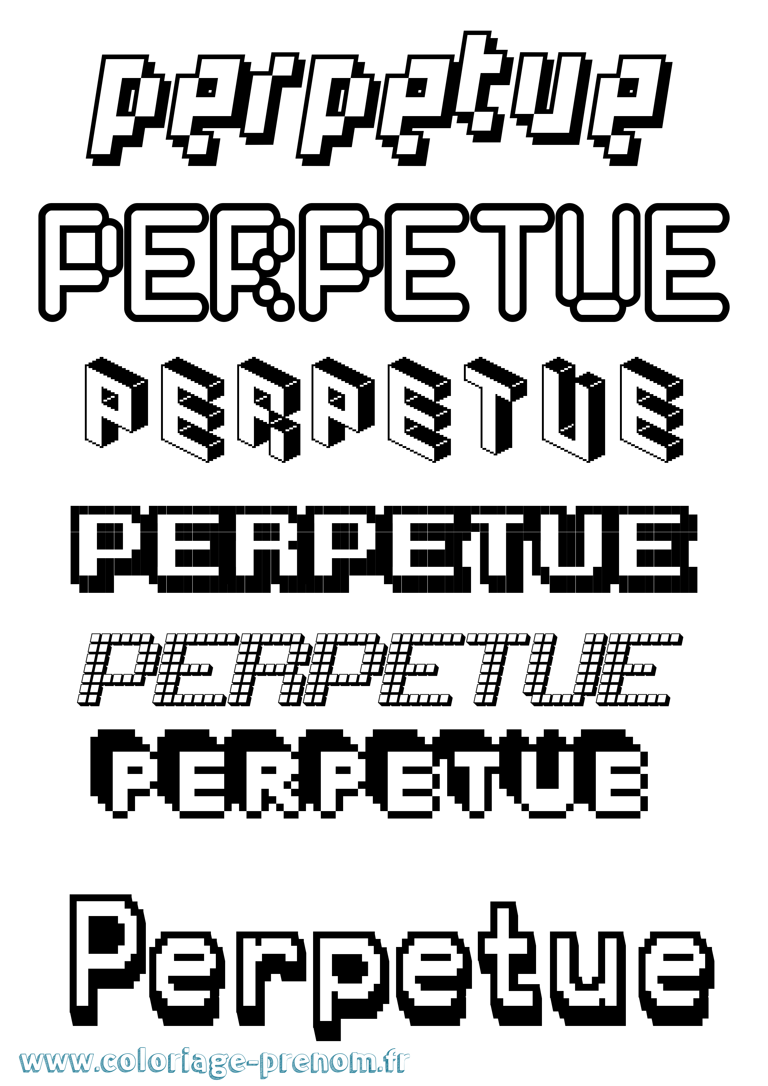 Coloriage Perpetue Pixel Coloriage prénom Perpetue Pixel