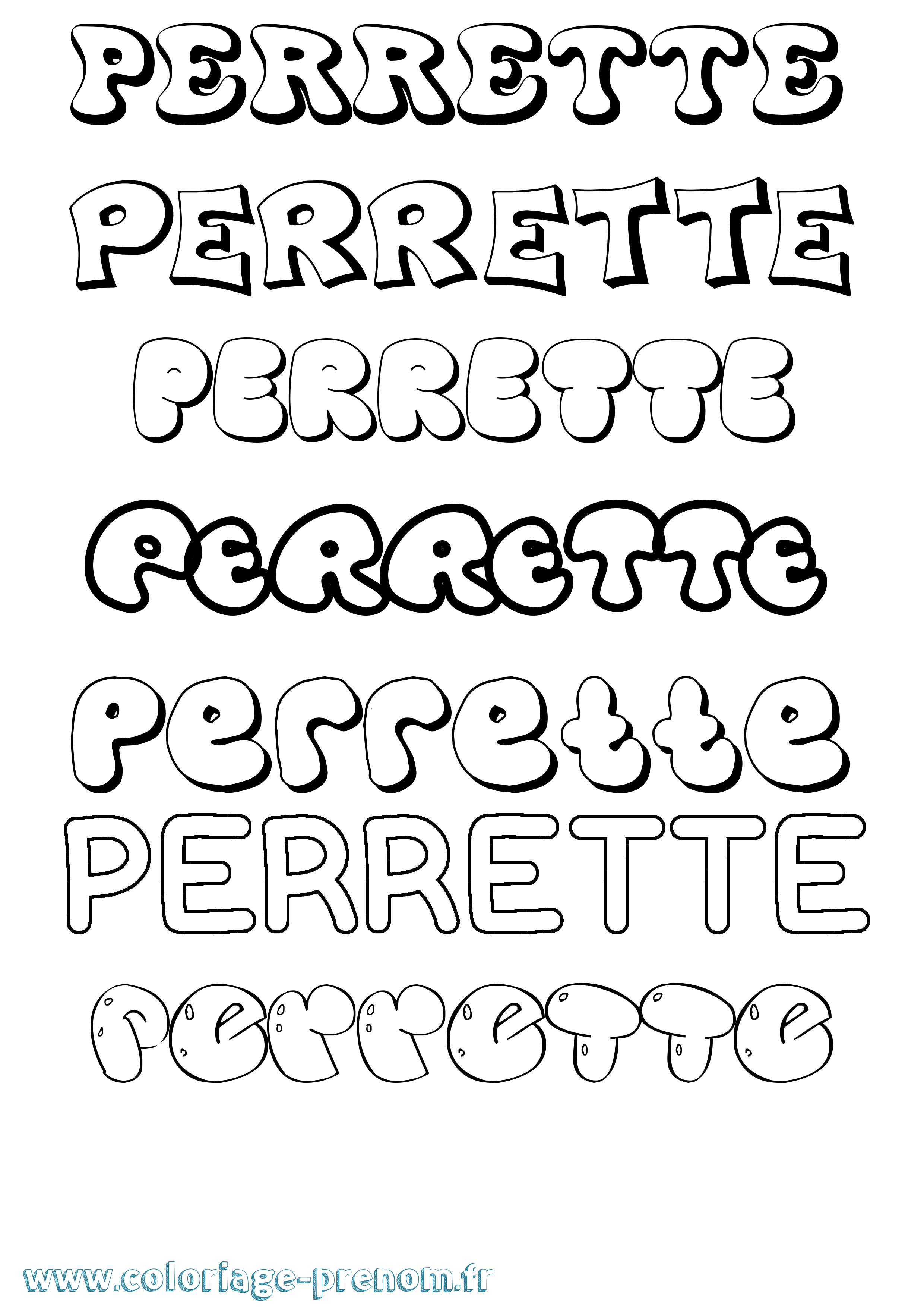 Coloriage Perrette Bubble Coloriage prénom Perrette Bubble