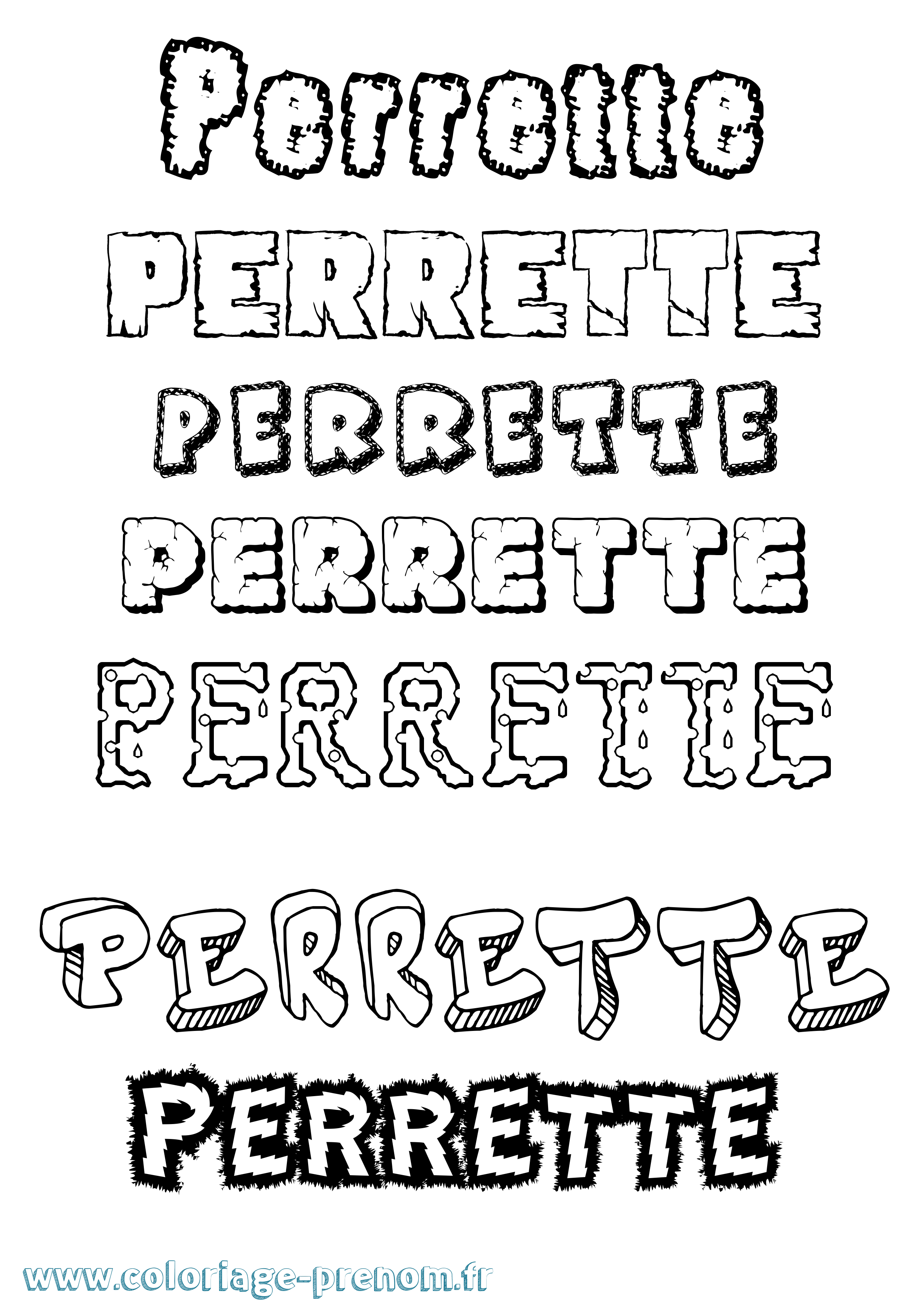 Coloriage Perrette Destructuré Coloriage prénom Perrette Destructuré