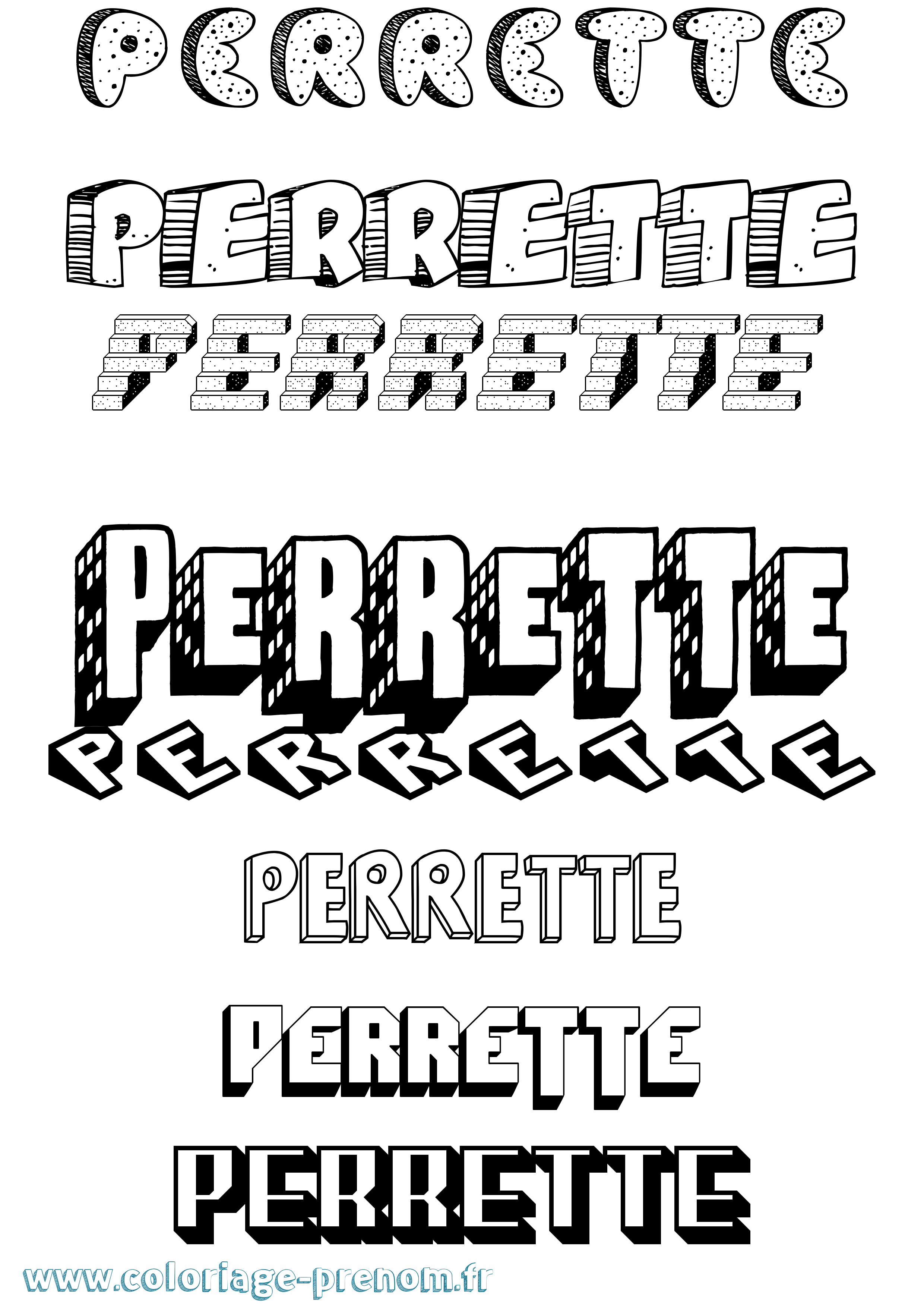 Coloriage Perrette Effet 3D Coloriage prénom Perrette Effet 3D