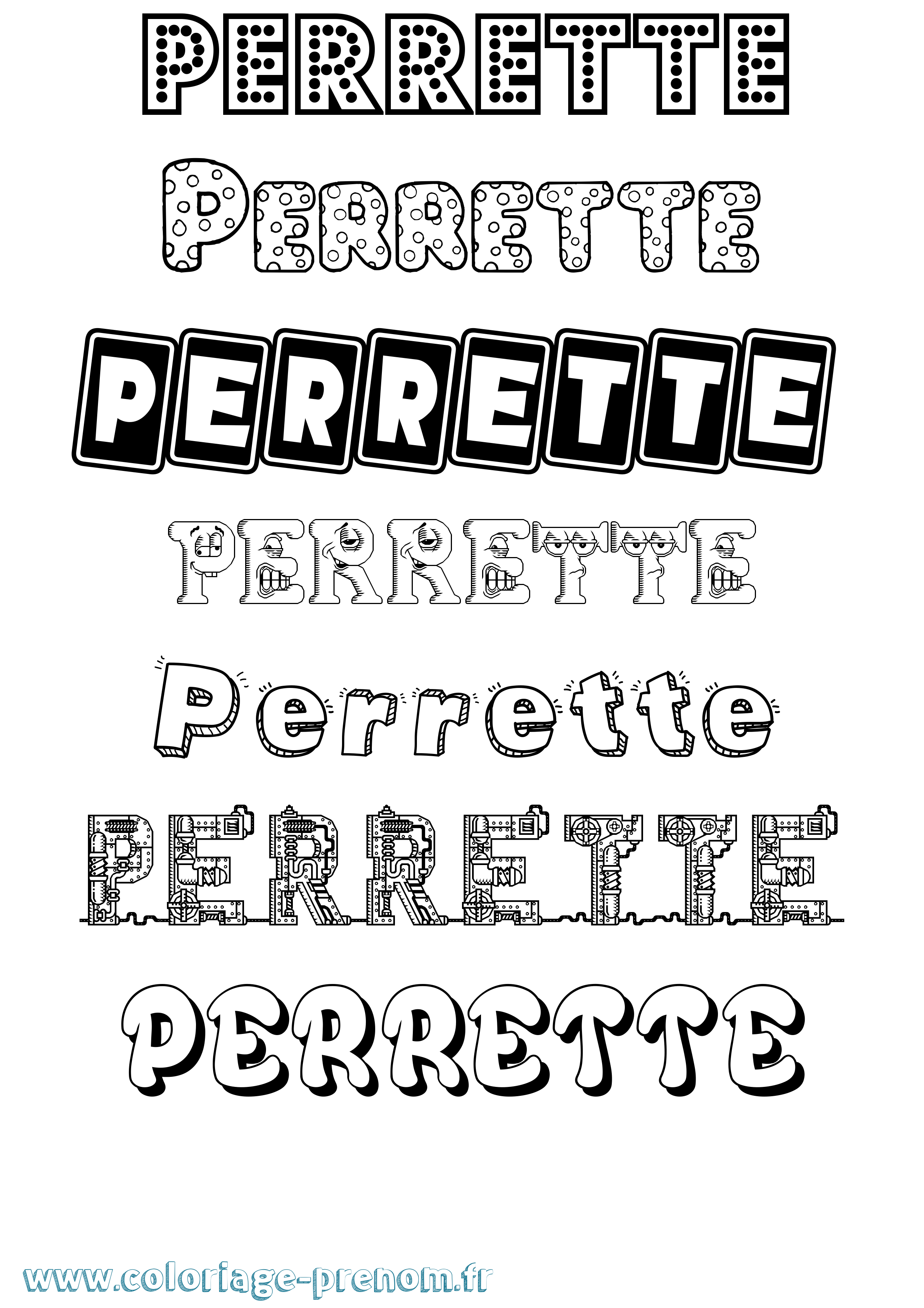 Coloriage Perrette Fun Coloriage prénom Perrette Fun