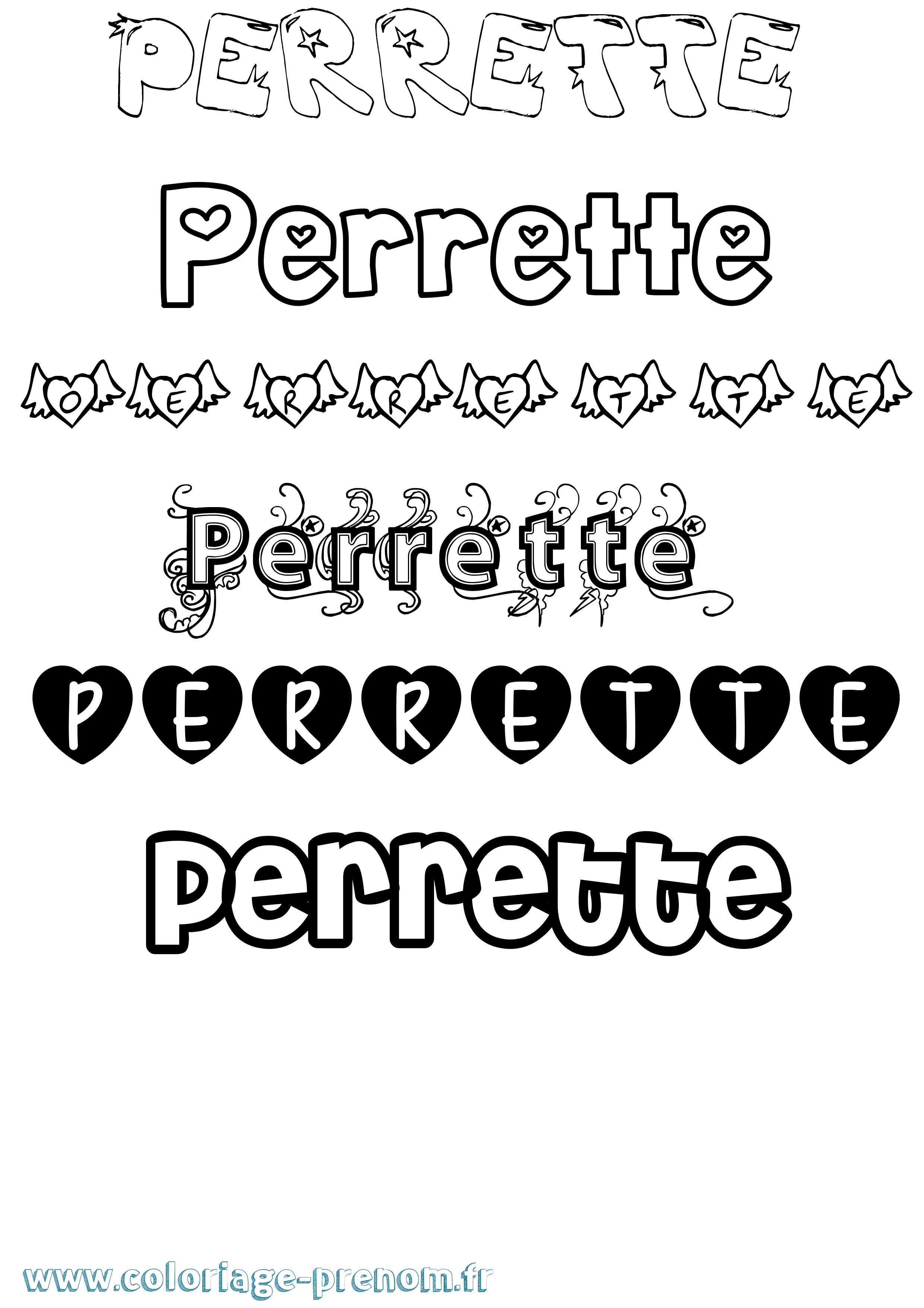 Coloriage Perrette Girly Coloriage prénom Perrette Girly