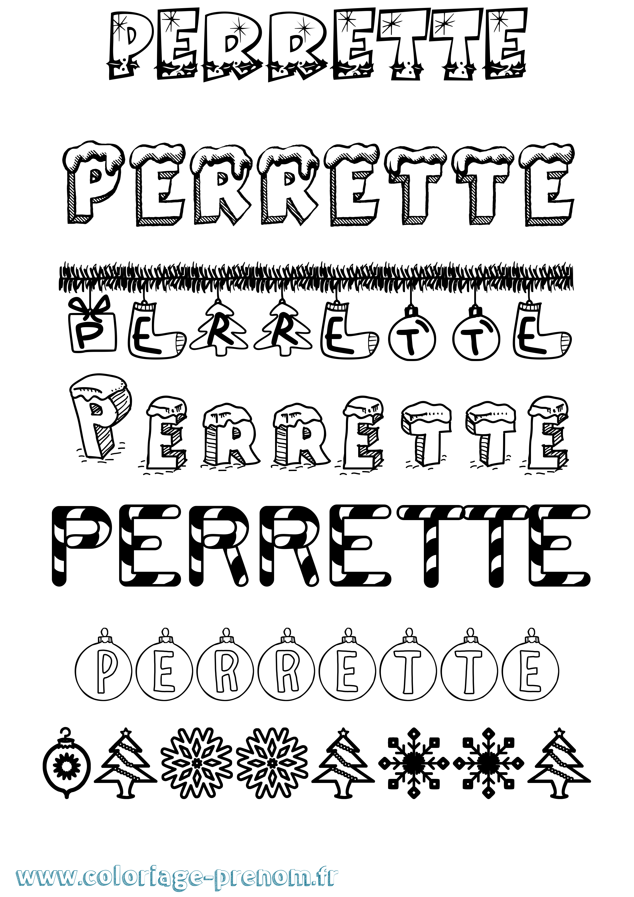 Coloriage Perrette Noël Coloriage prénom Perrette Noël