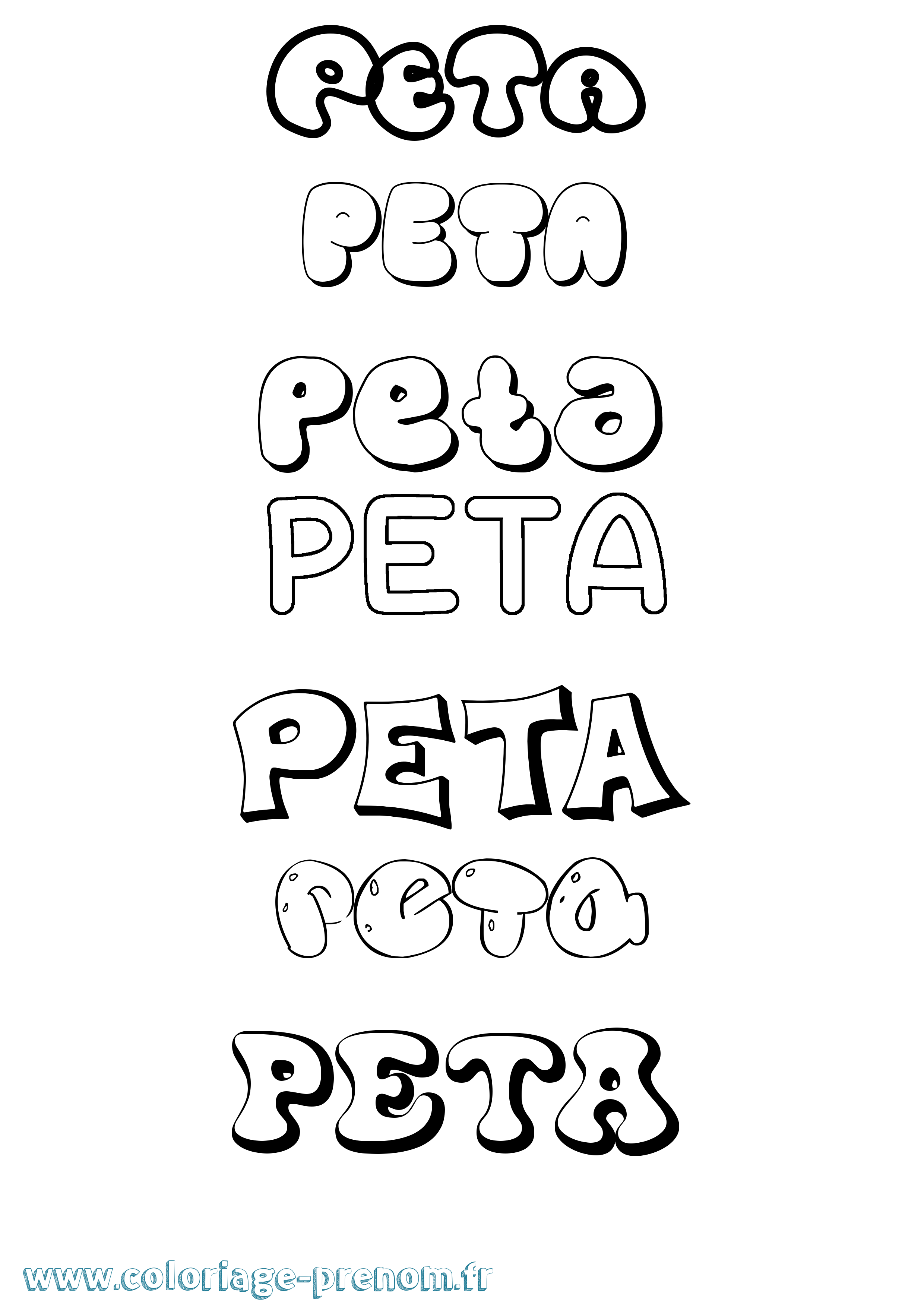 Coloriage Peta Bubble Coloriage prénom Peta Bubble