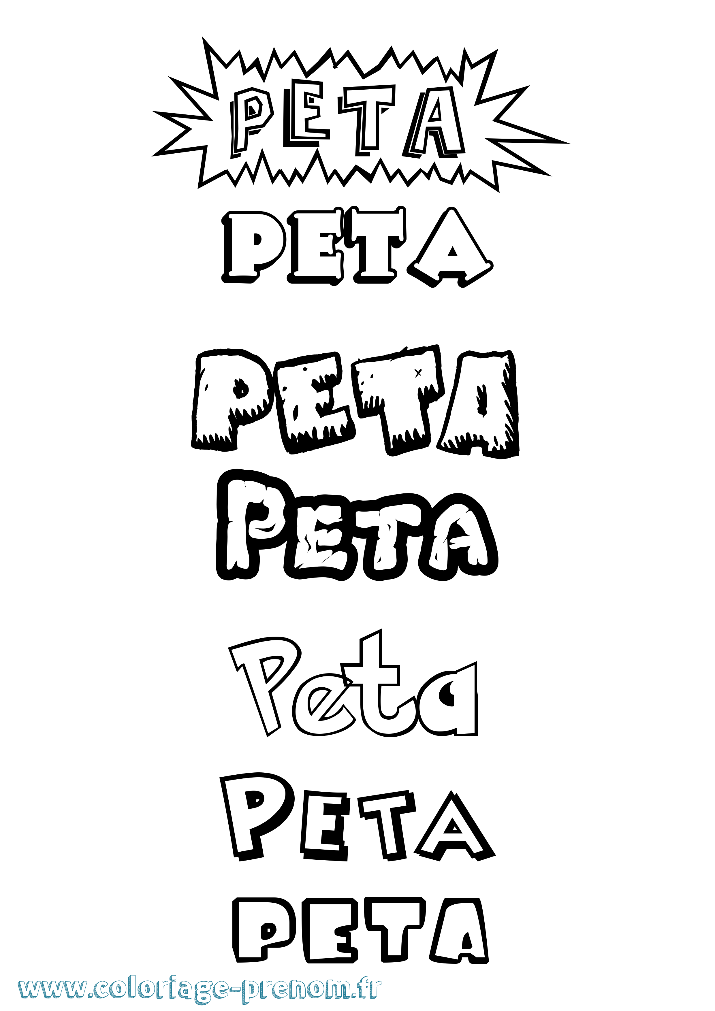 Coloriage Peta Dessin Animé Coloriage prénom Peta Dessin Animé