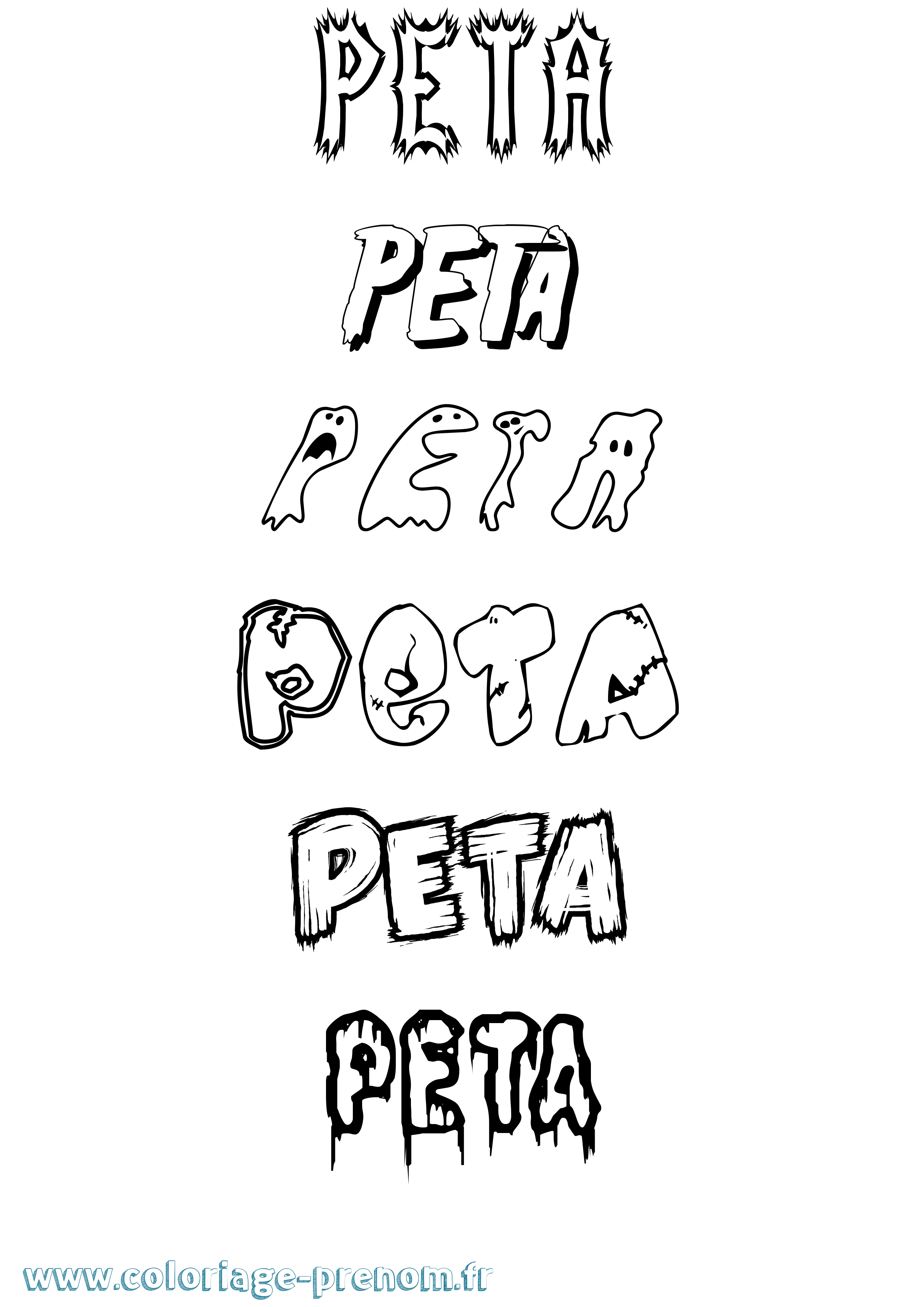 Coloriage Peta Frisson Coloriage prénom Peta Frisson
