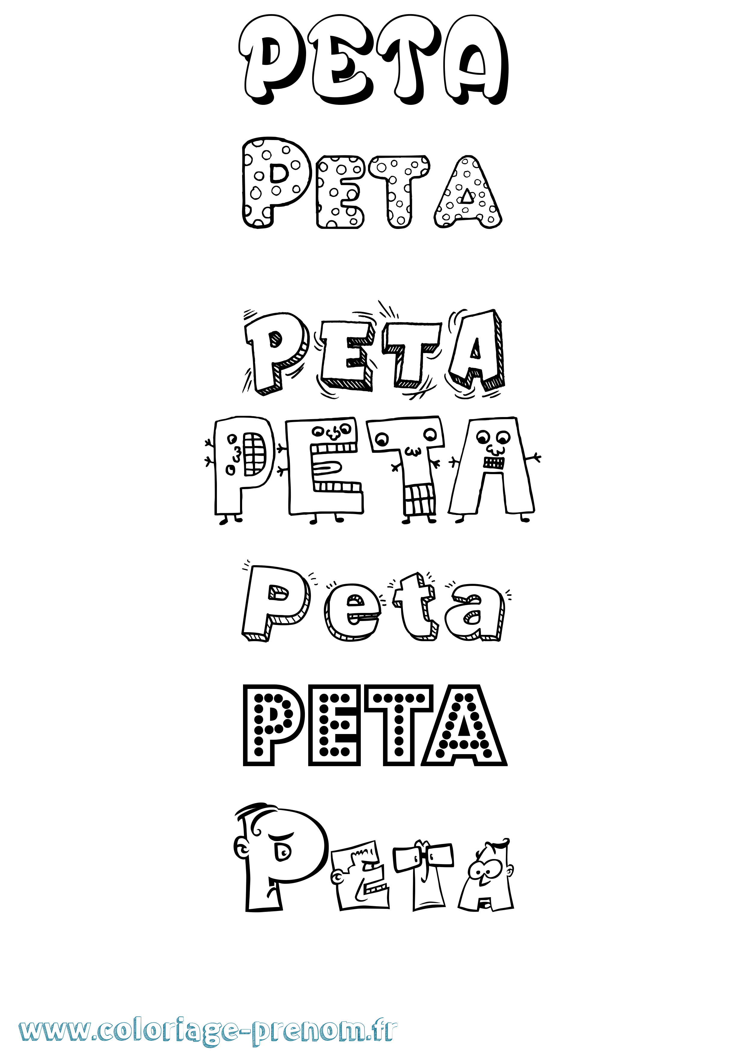 Coloriage Peta Fun Coloriage prénom Peta Fun