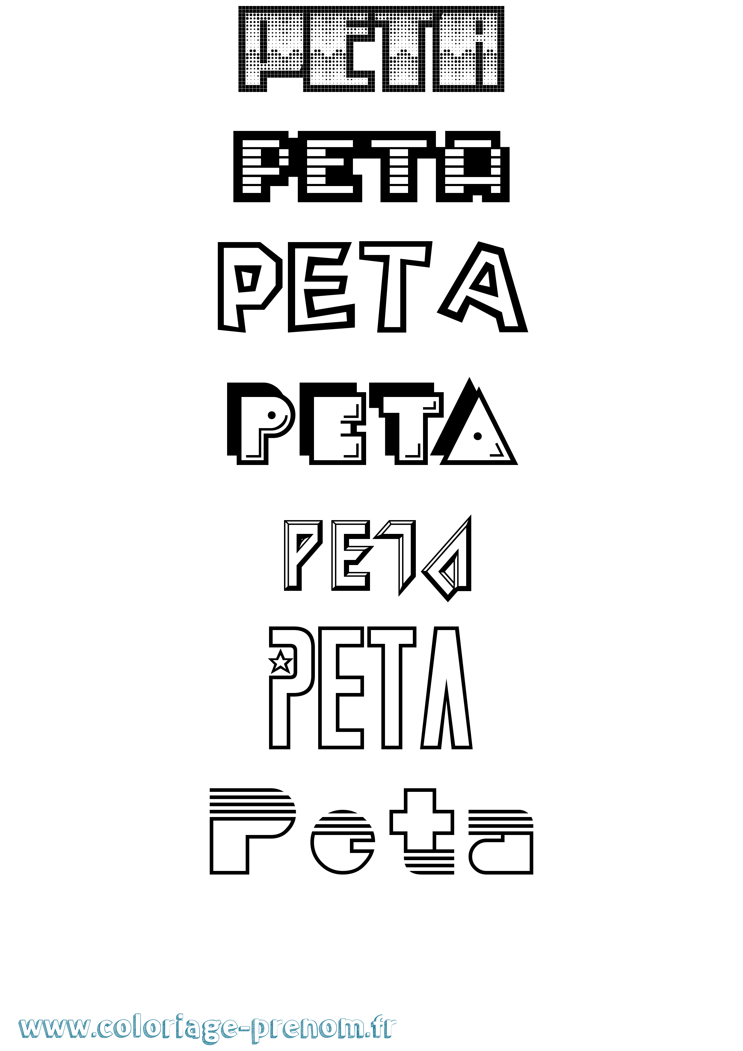 Coloriage Peta Jeux Vidéos Coloriage prénom Peta Jeux Vidéos