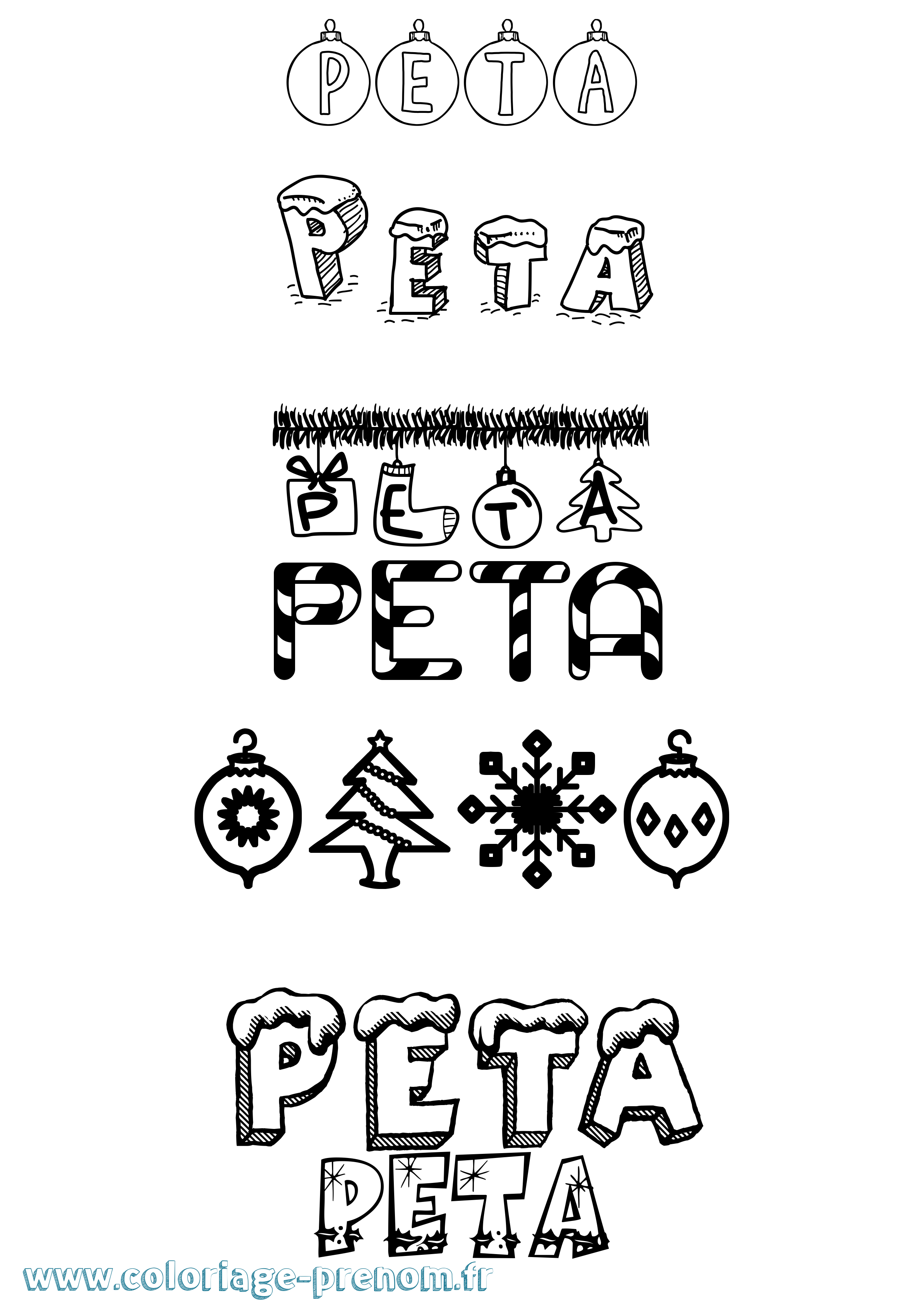 Coloriage Peta Noël Coloriage prénom Peta Noël