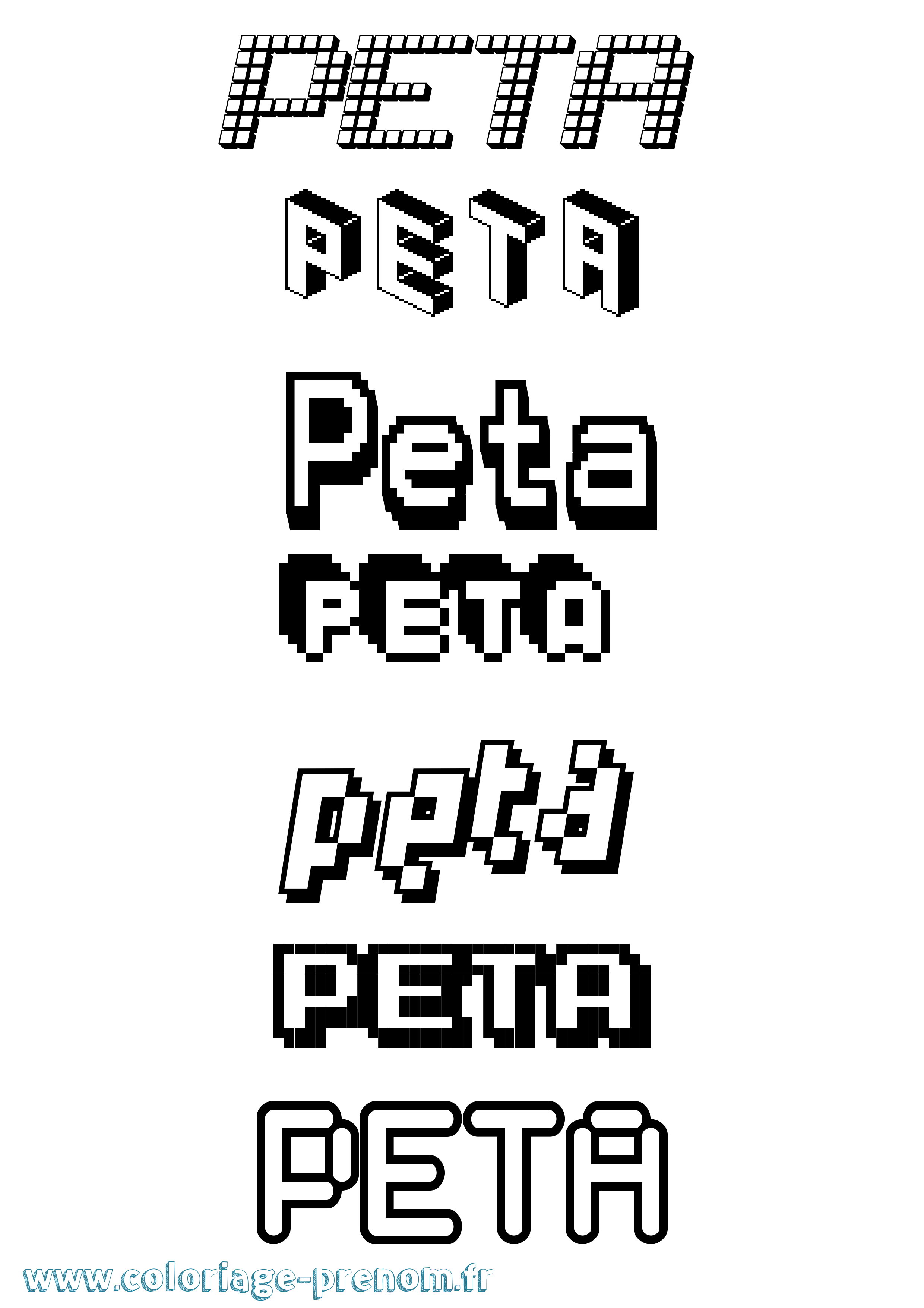 Coloriage Peta Pixel Coloriage prénom Peta Pixel