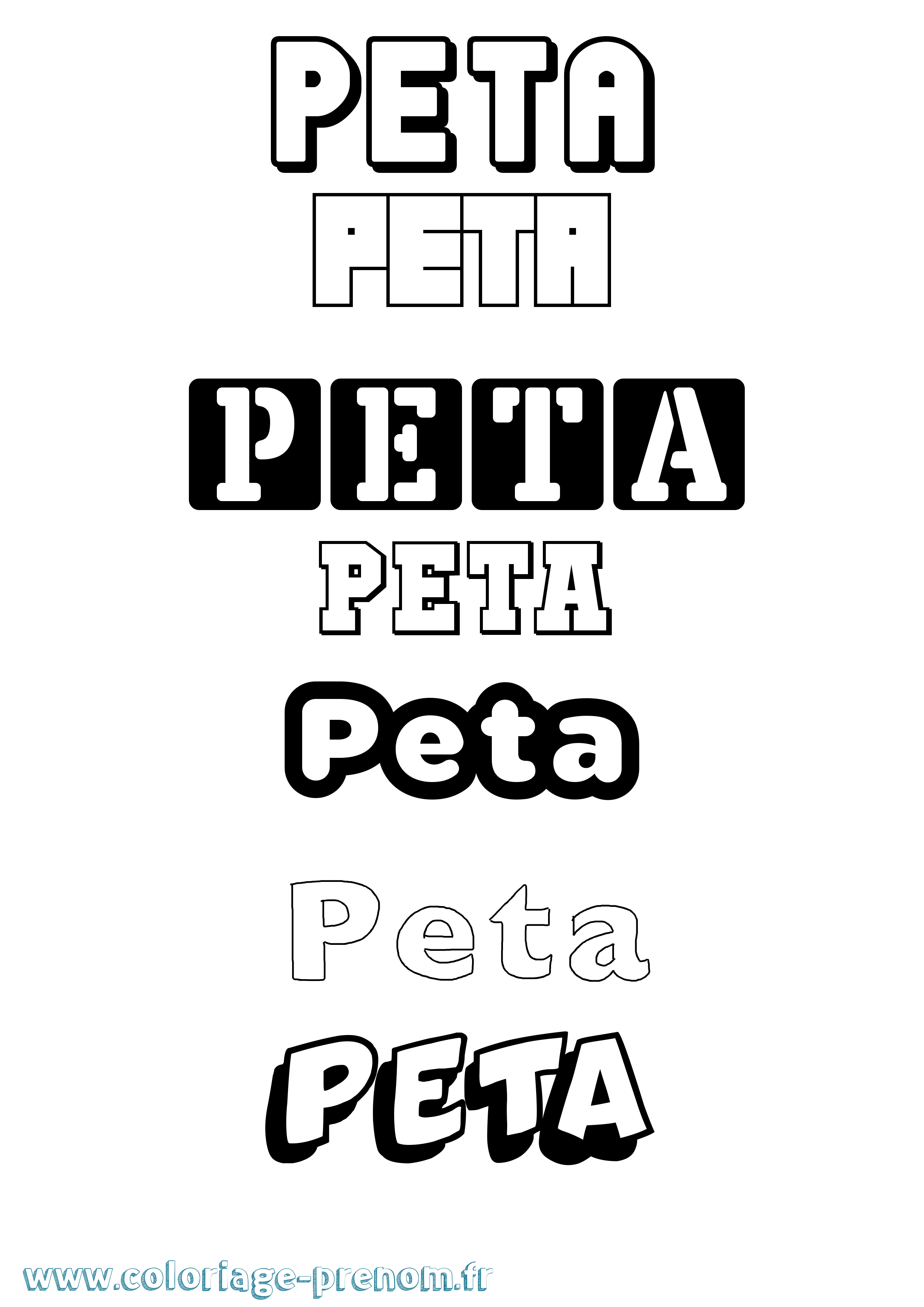 Coloriage Peta Simple Coloriage prénom Peta Simple