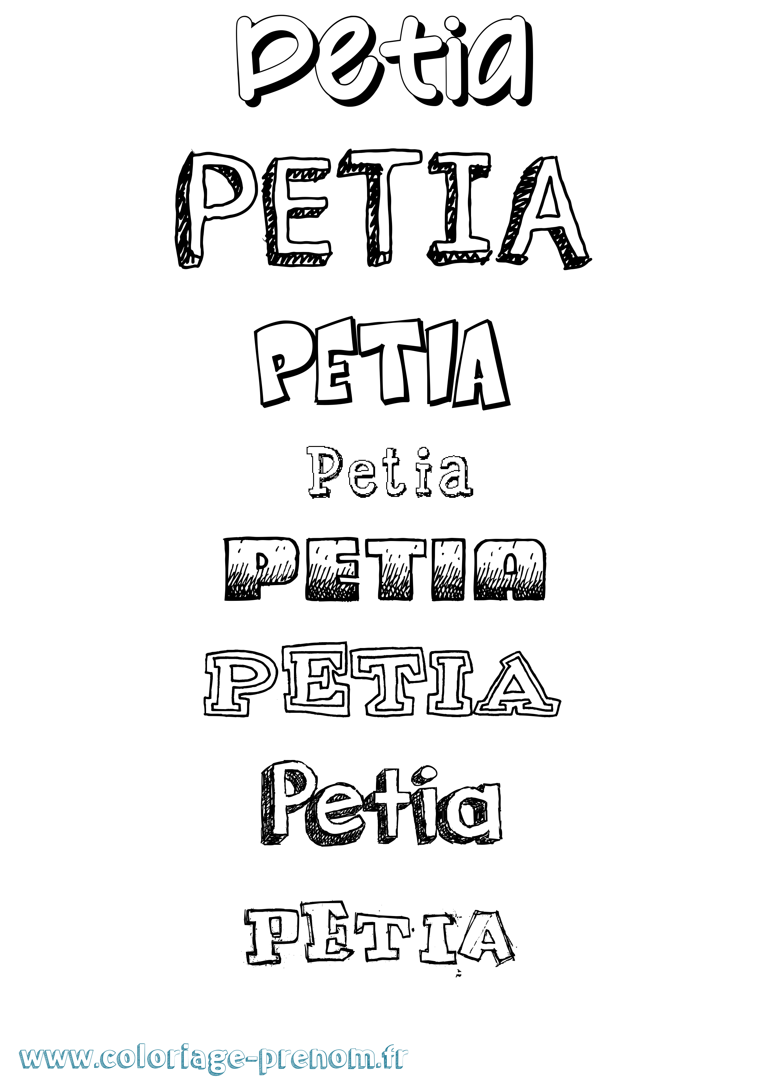 Coloriage Petia Dessiné Coloriage prénom Petia Dessiné