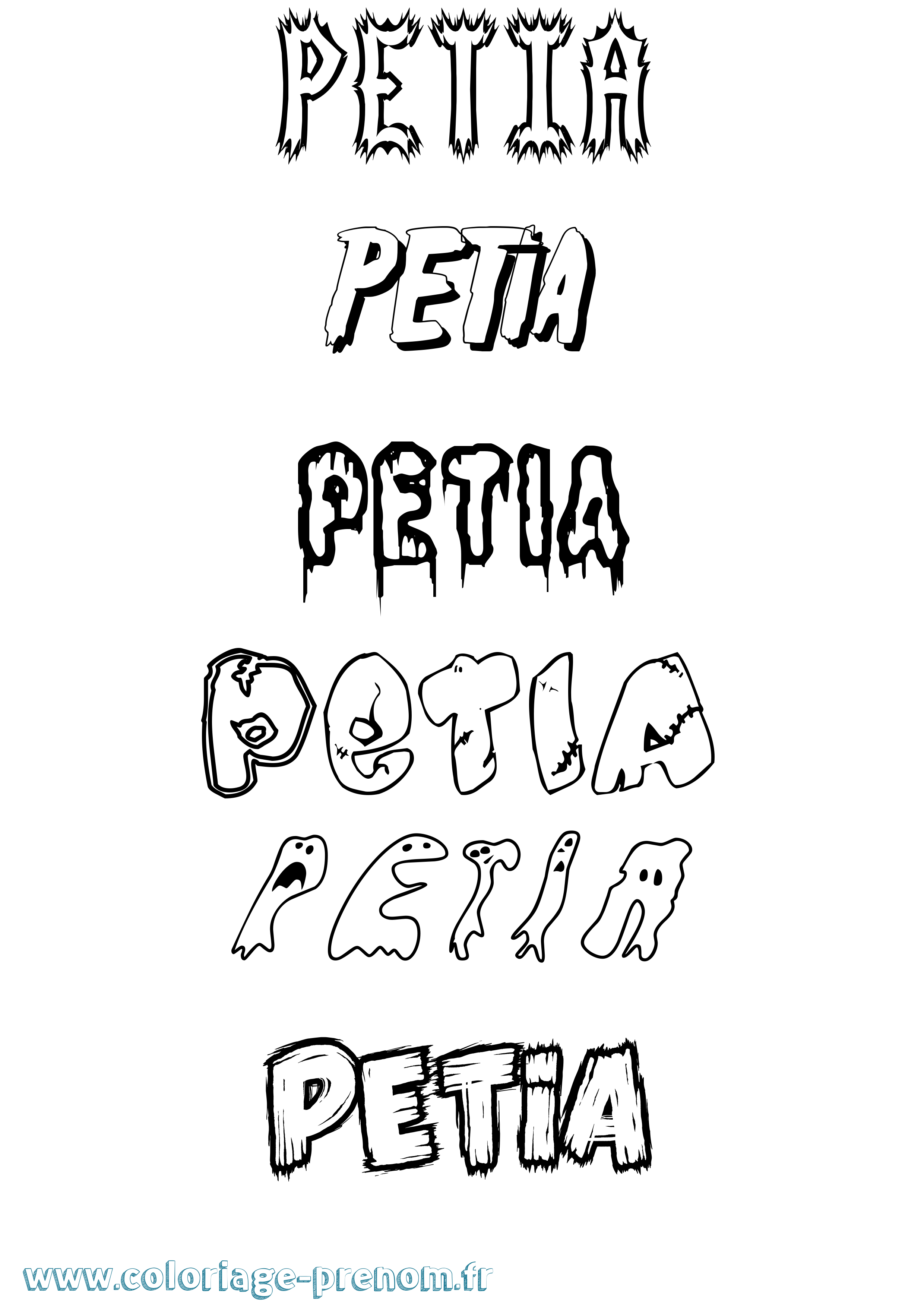Coloriage Petia Frisson Coloriage prénom Petia Frisson