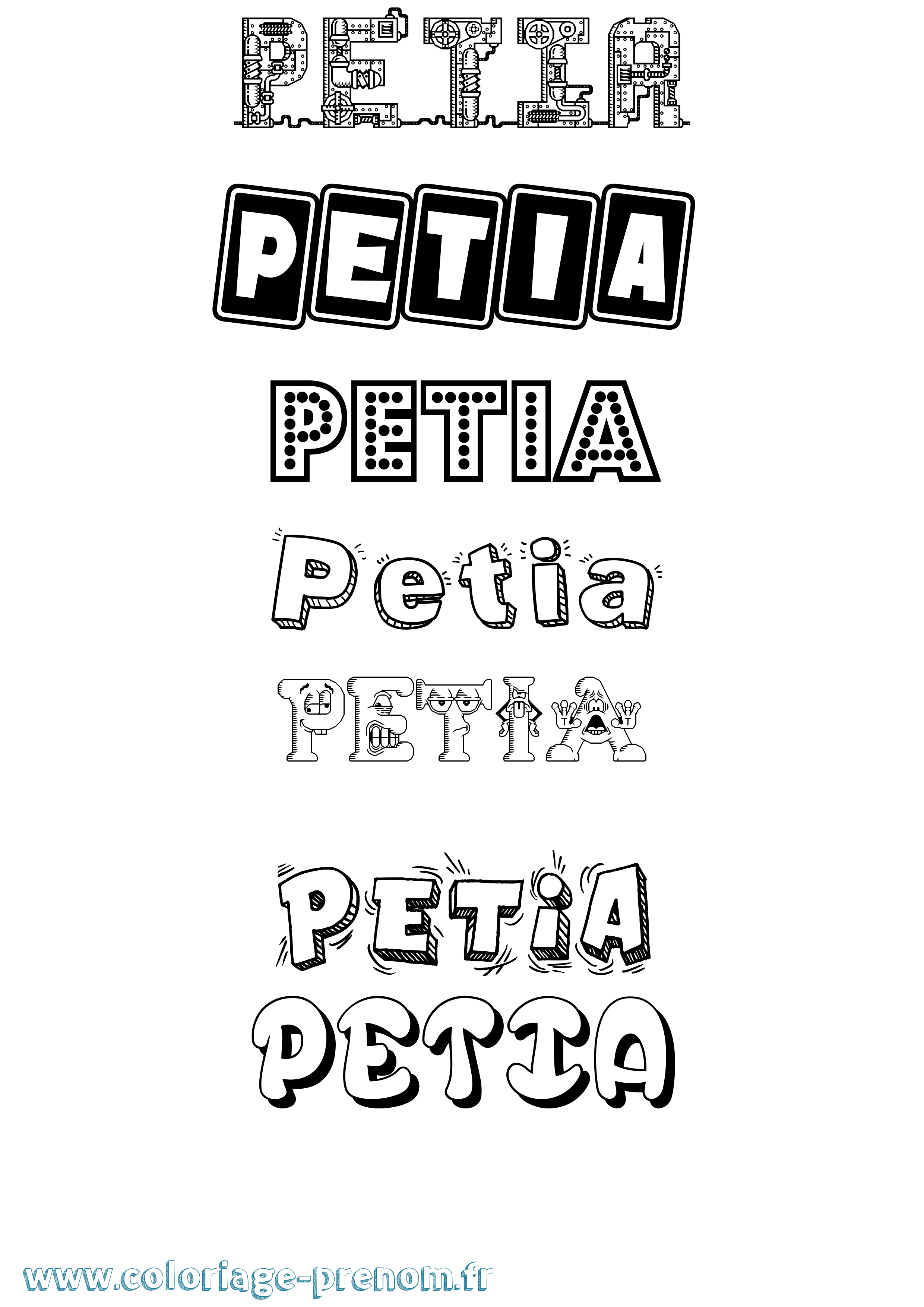 Coloriage Petia Fun Coloriage prénom Petia Fun