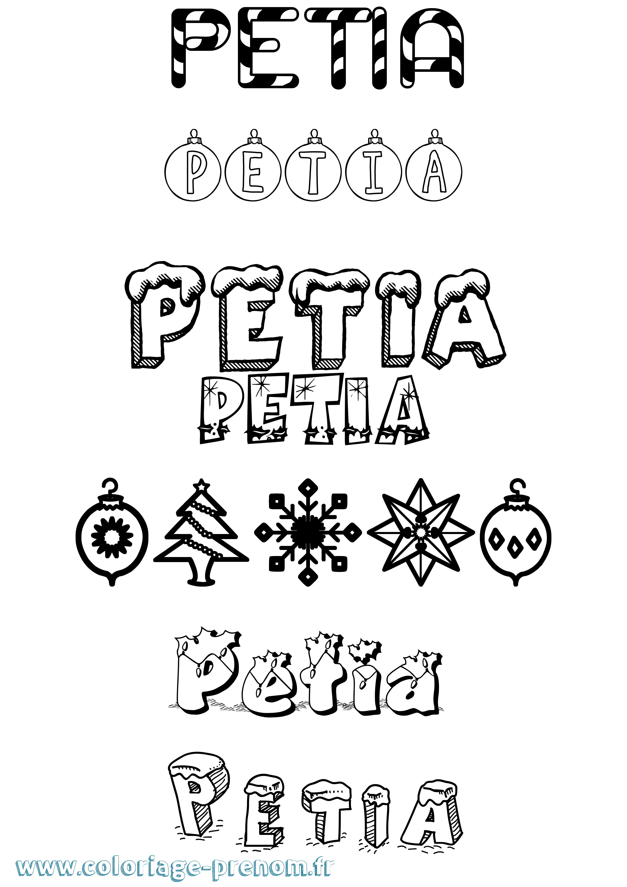 Coloriage Petia Noël Coloriage prénom Petia Noël