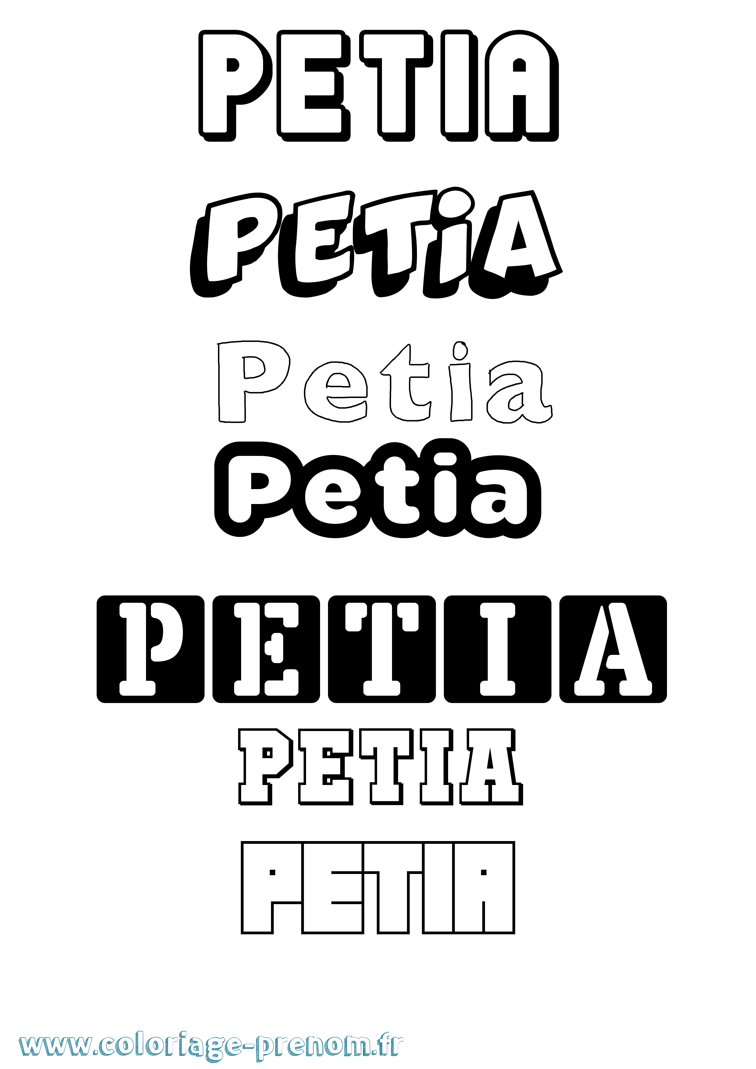 Coloriage Petia Simple Coloriage prénom Petia Simple