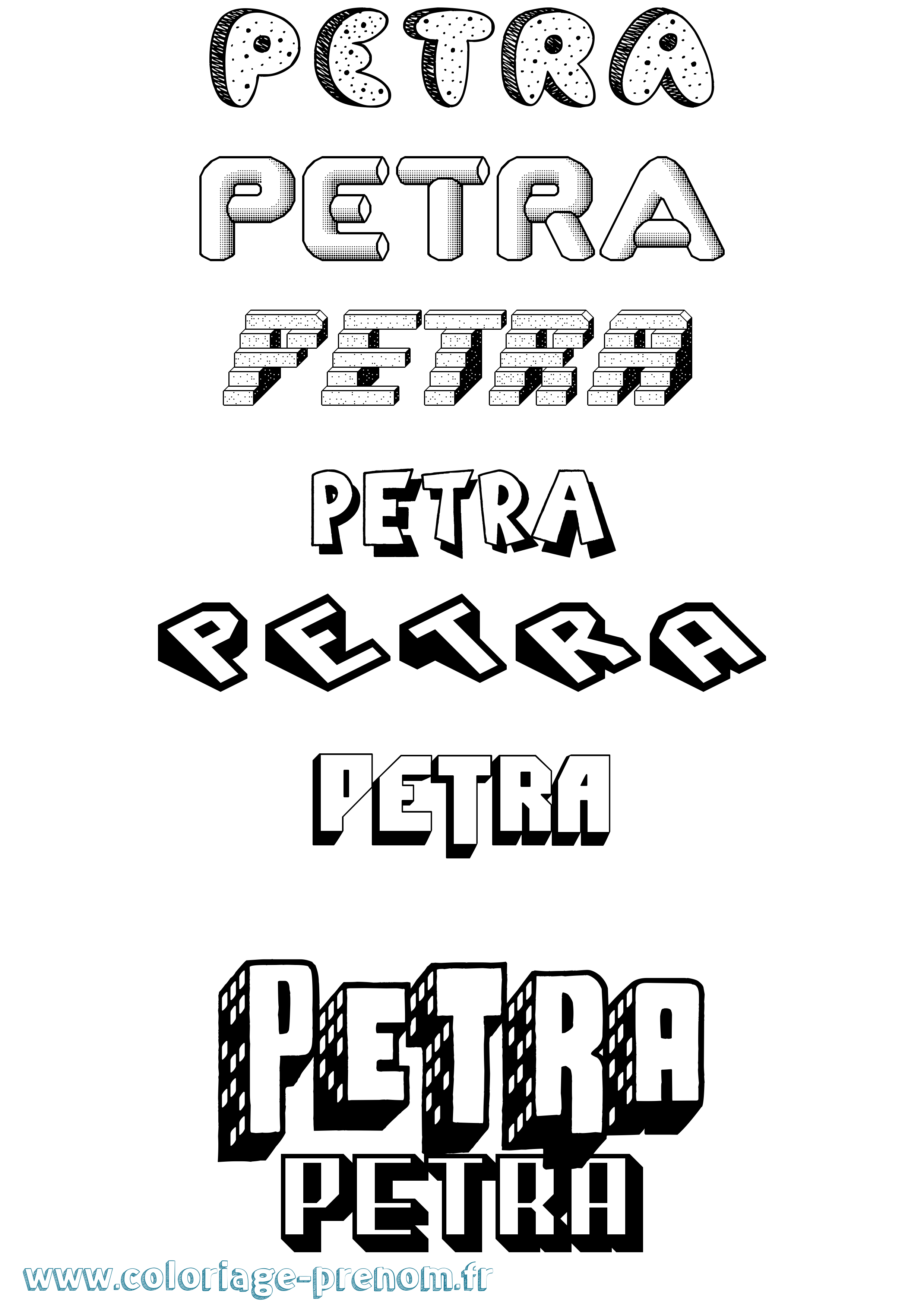 Coloriage Petra Effet 3D Coloriage prénom Petra Effet 3D